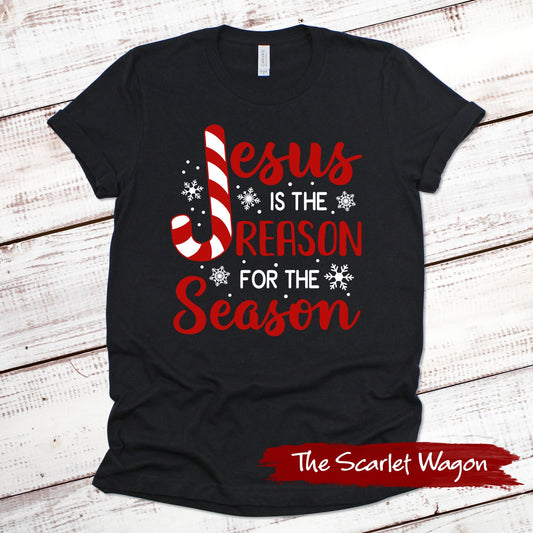 Jesus is the Reason for the Season Christmas Shirt Scarlet Wagon Black XS 