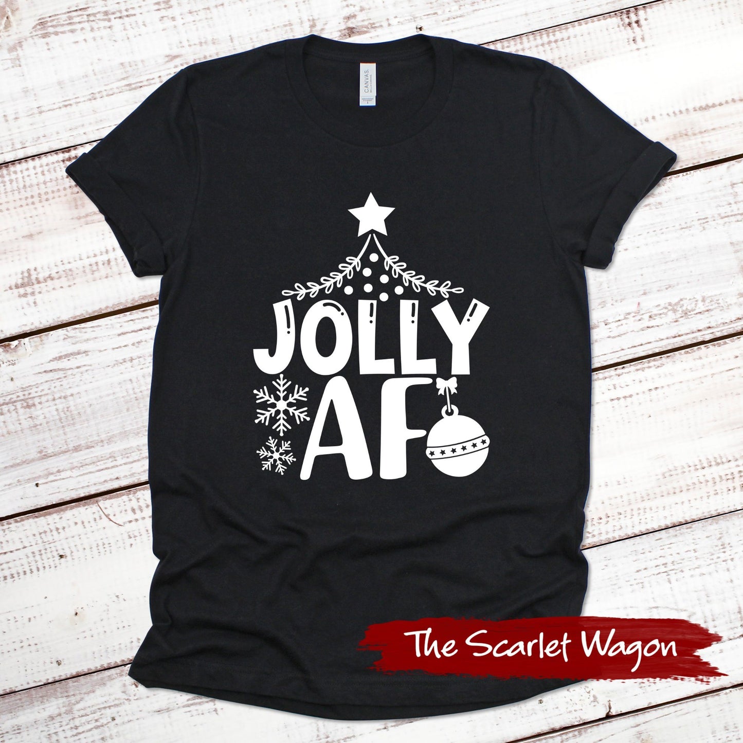 Jolly AF Christmas Shirt Scarlet Wagon Black XS 
