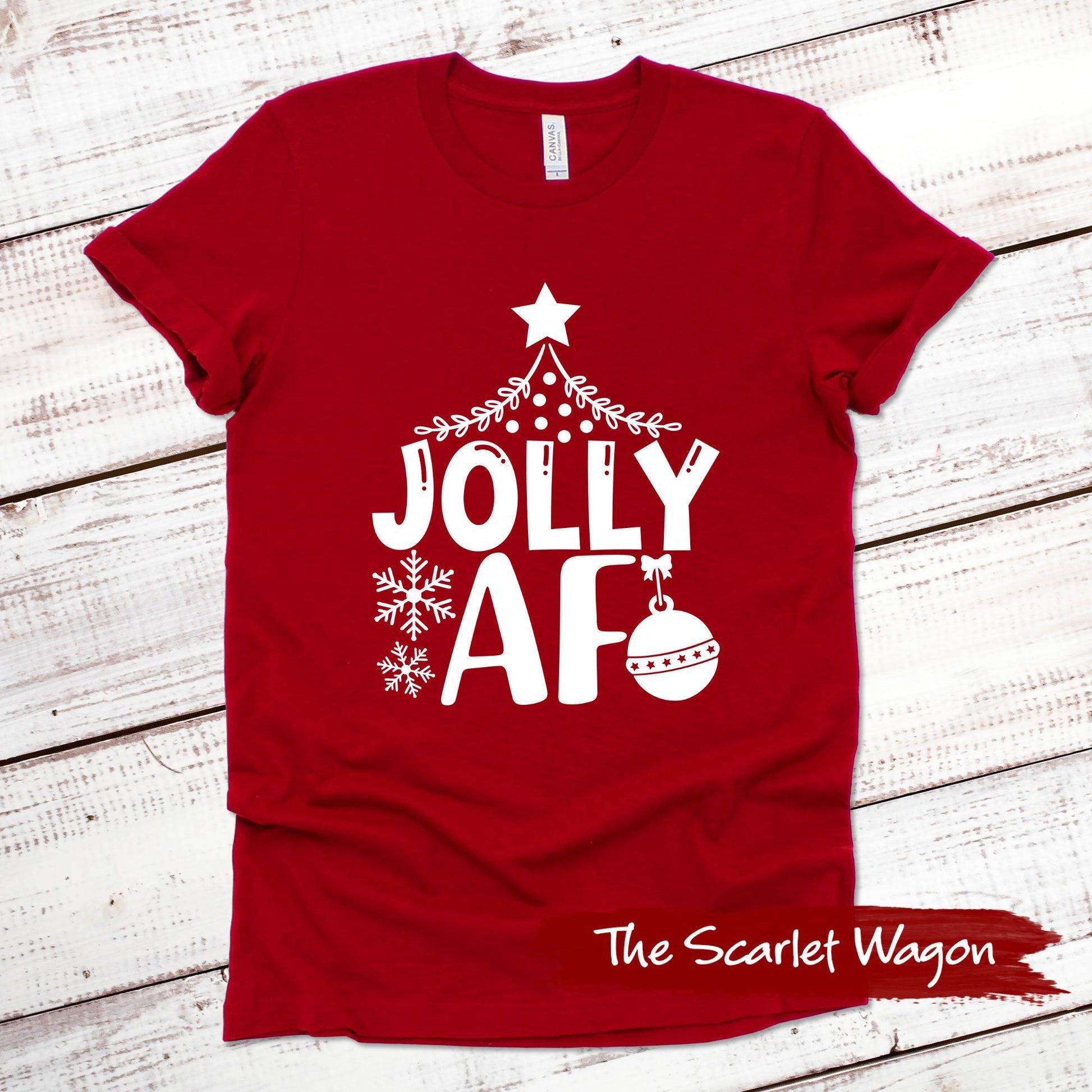 Jolly AF Christmas Shirt Scarlet Wagon Red XS 