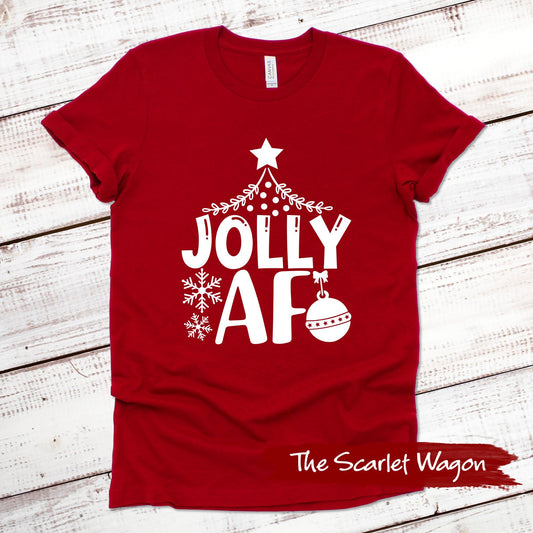 Jolly AF Christmas Shirt Scarlet Wagon Red XS 