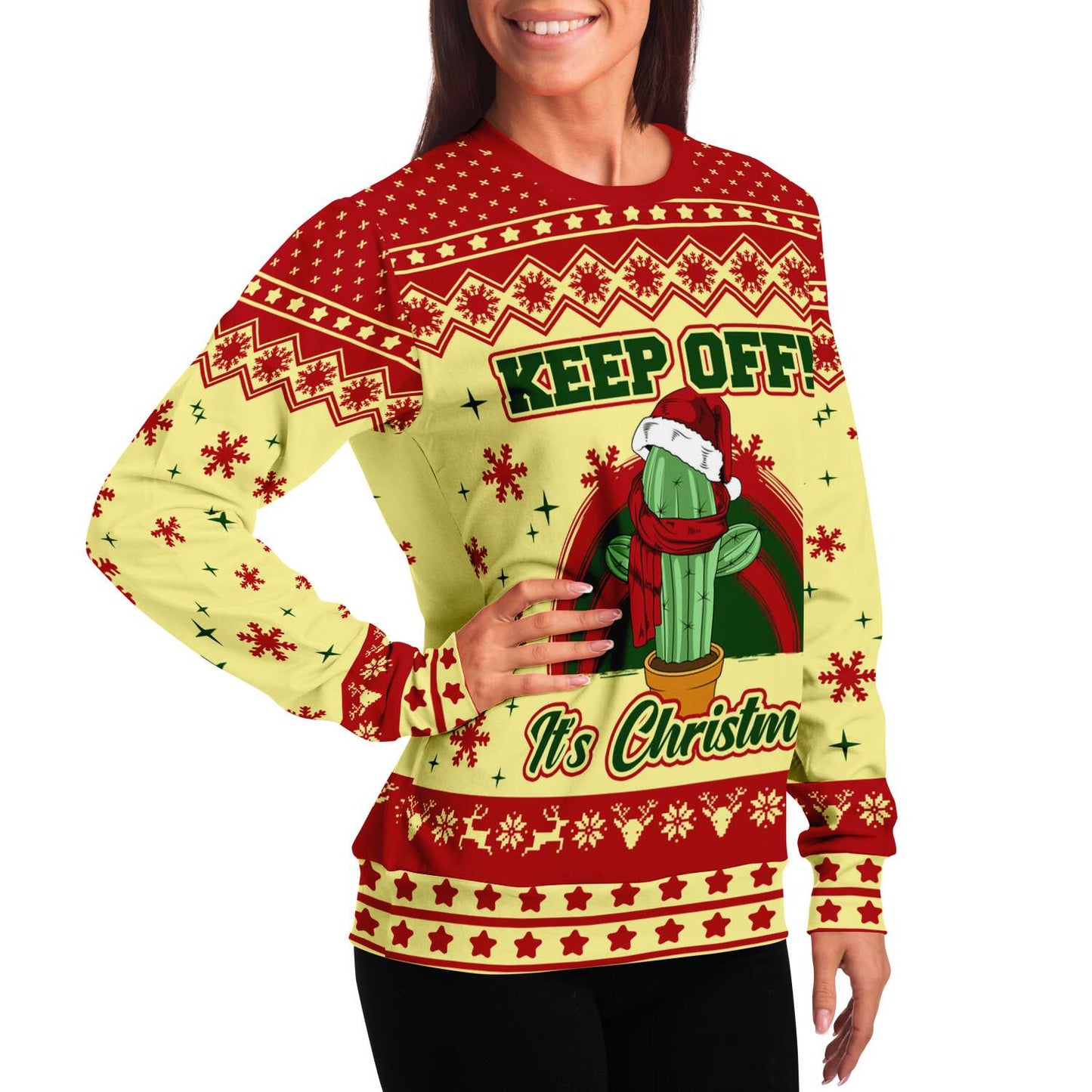 Keep Off Cactus Ugly Christmas Sweatshirt Fashion Sweatshirt - AOP Subliminator 