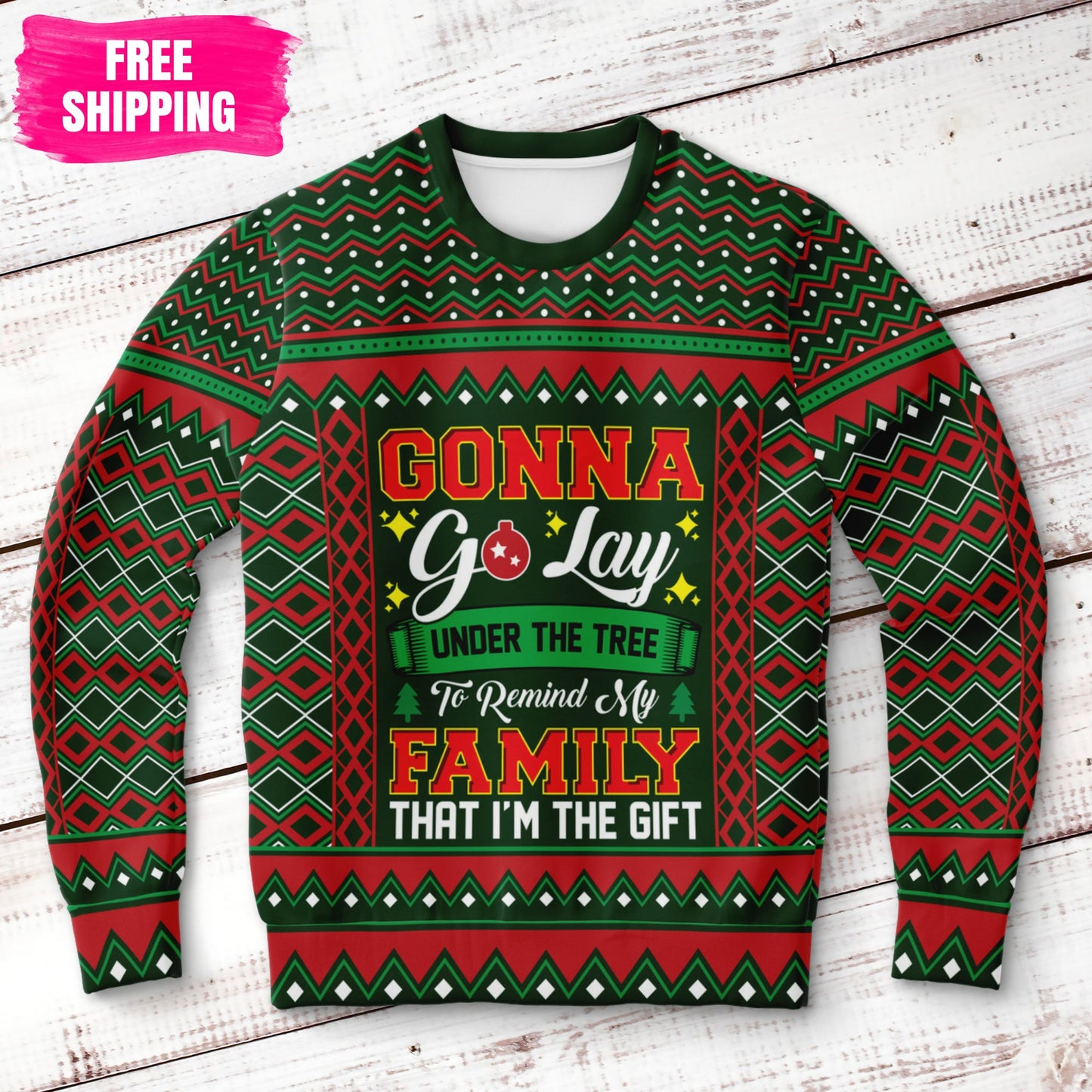 Lay Under the Tree Ugly Christmas Sweatshirt Fashion Sweatshirt - AOP Subliminator 