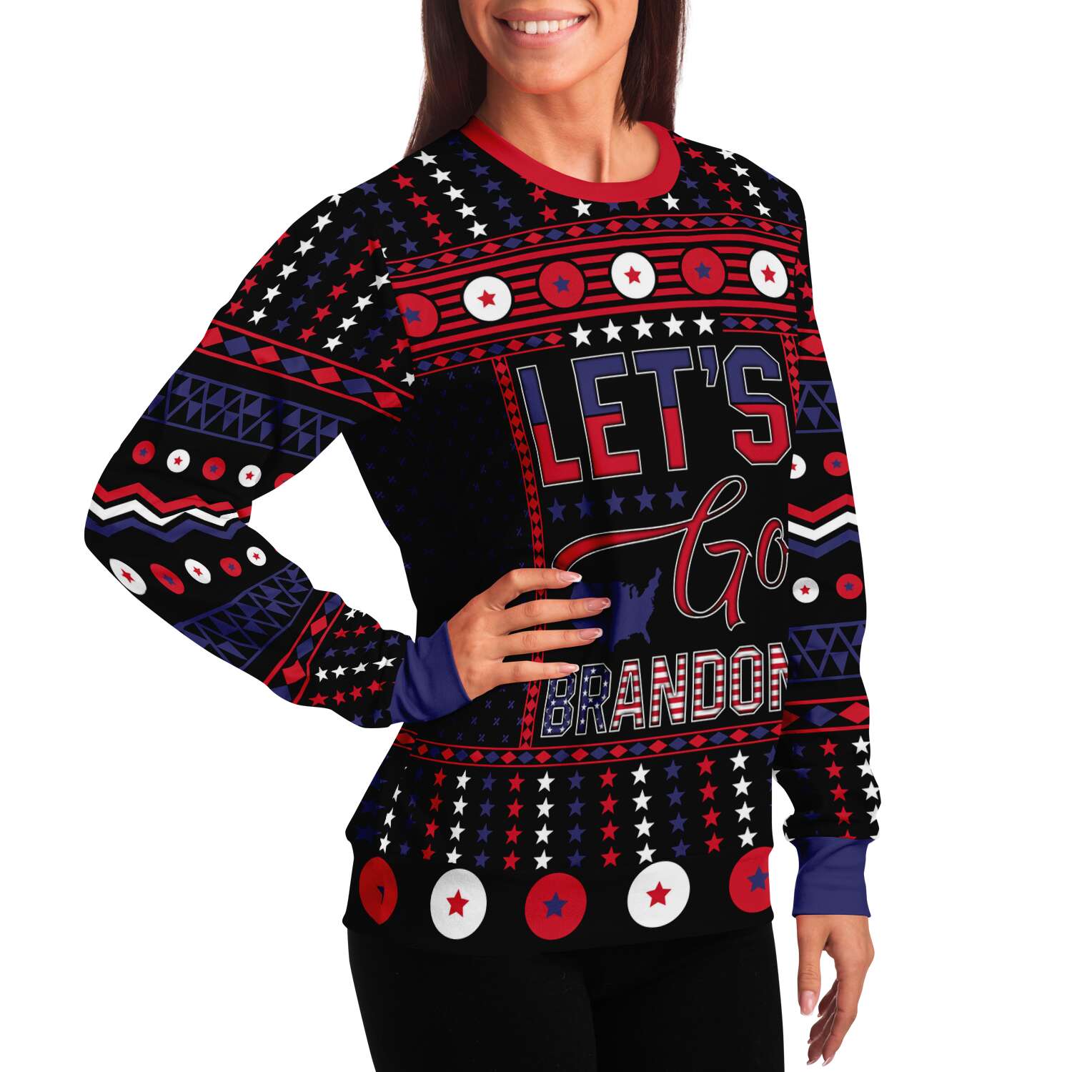 Let's Go Brandon Ugly Christmas Sweatshirt v2 Fashion Sweatshirt - AOP Subliminator 