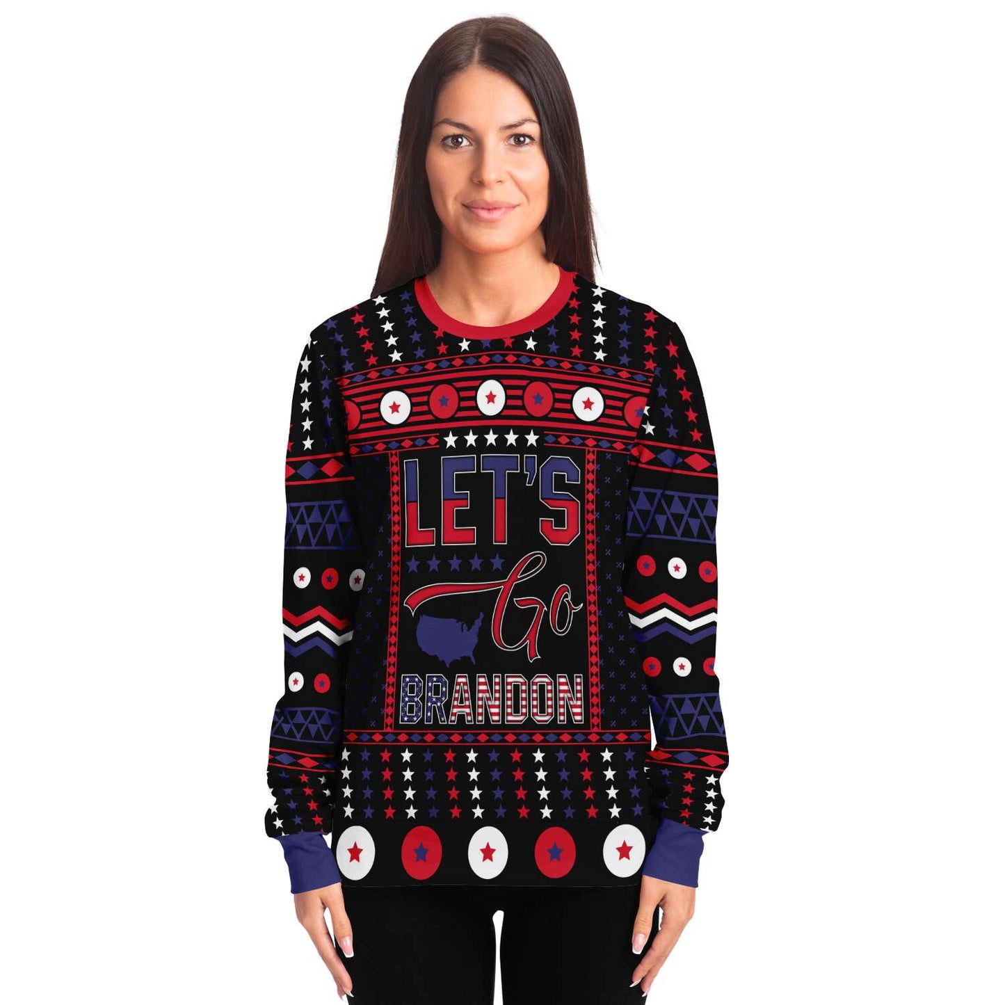 Let's Go Brandon Ugly Christmas Sweatshirt v2 Fashion Sweatshirt - AOP Subliminator 