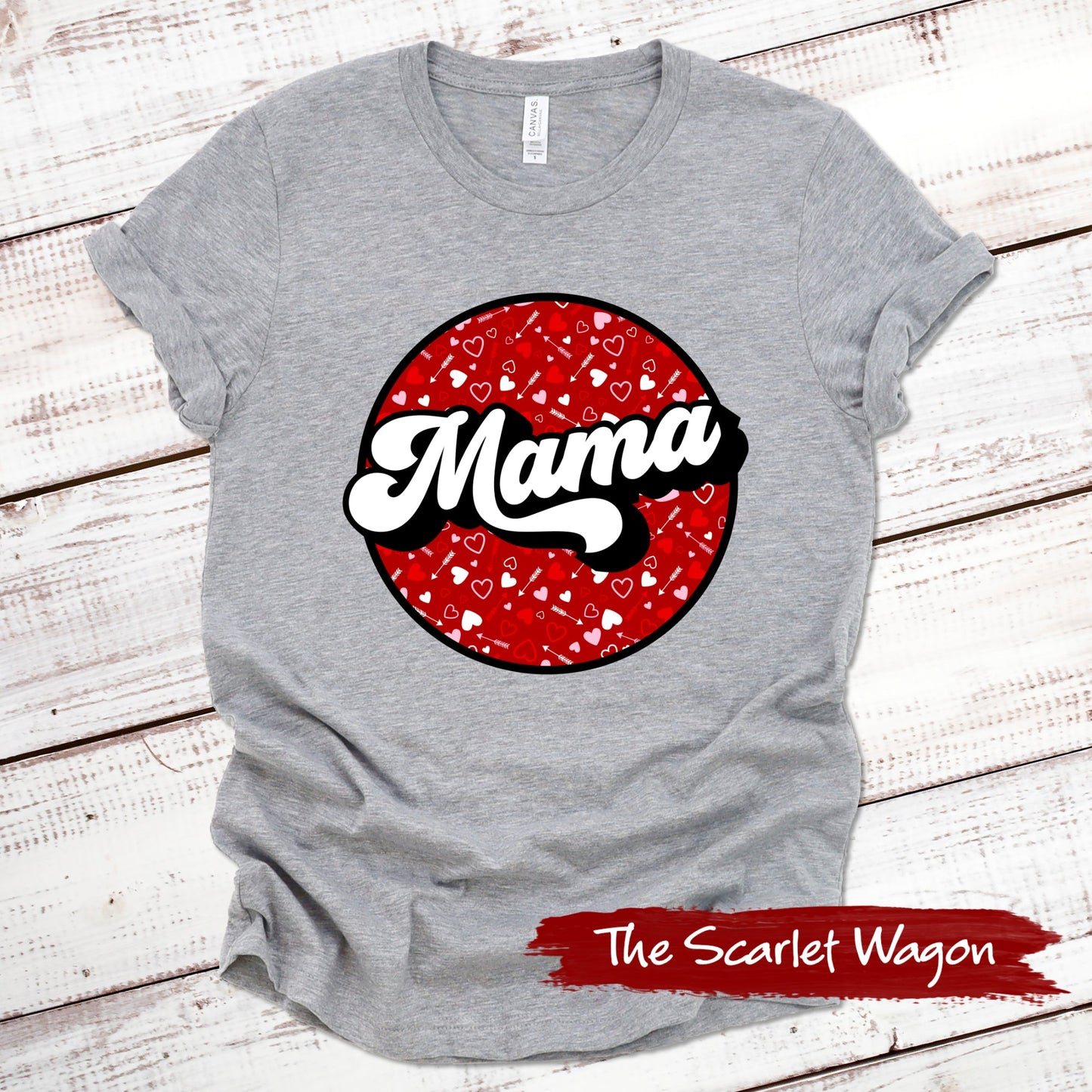 Mama Valentine Valentine Shirt Scarlet Wagon Athletic Heather XS 