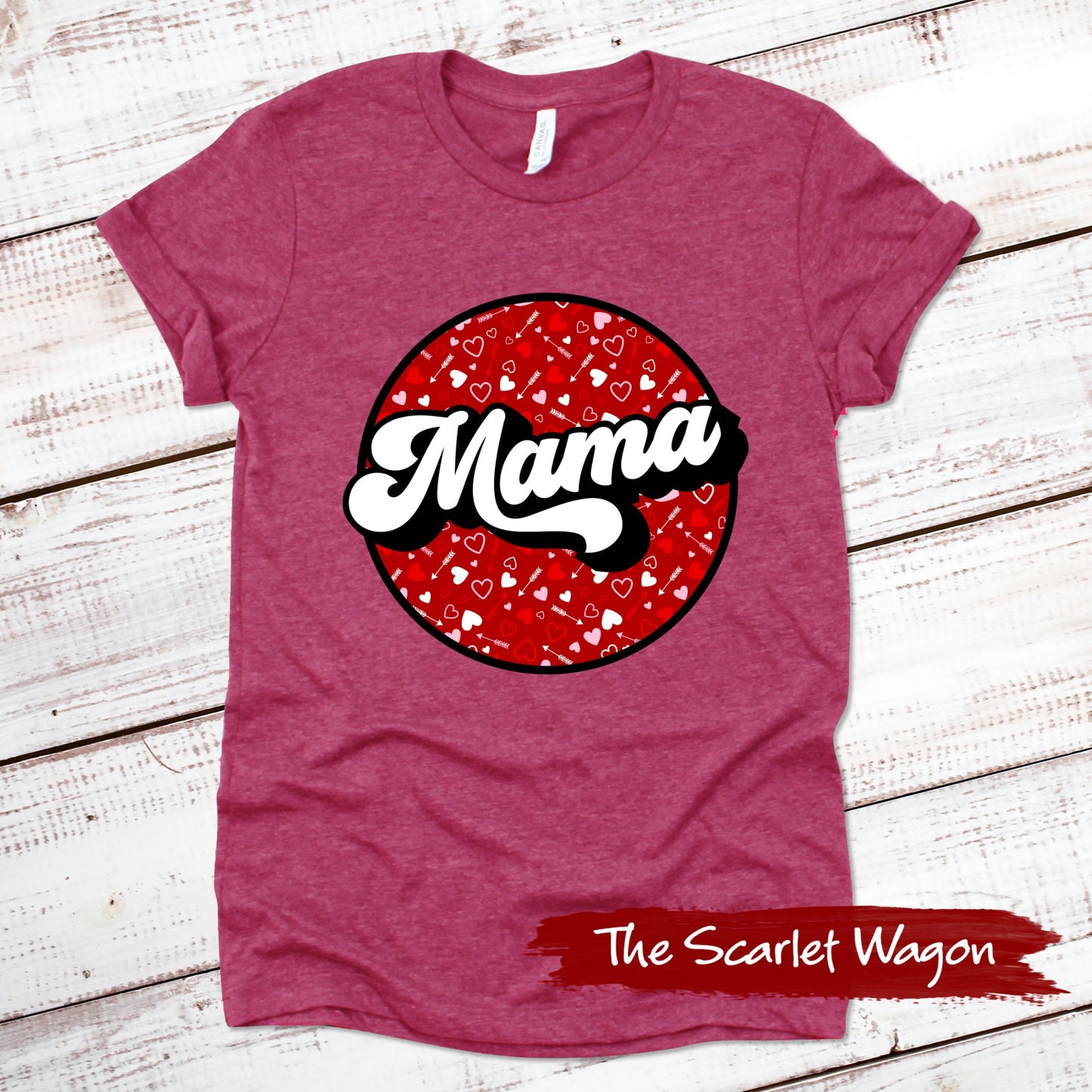 Mama Valentine Valentine Shirt Scarlet Wagon Heather Raspberry XS 