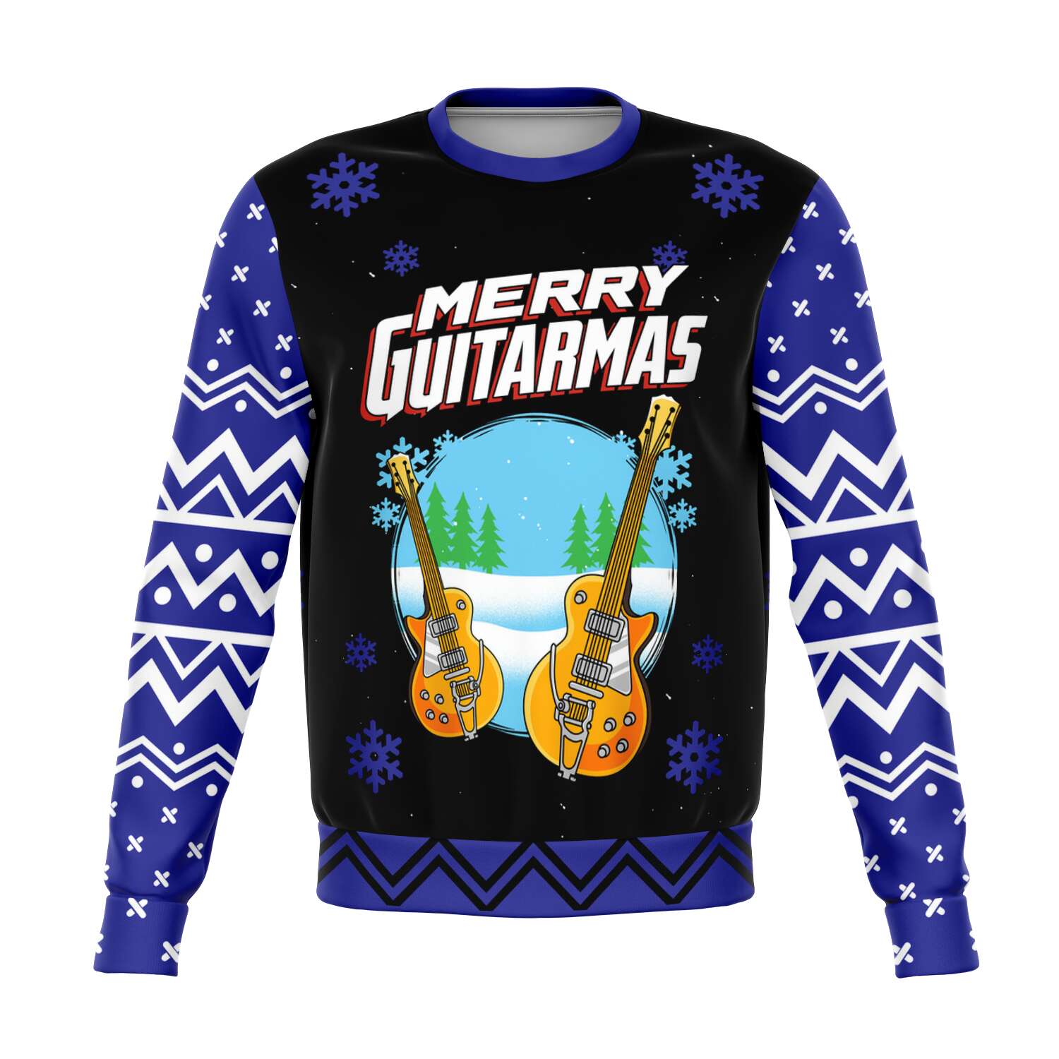 Merry Guitarmas Ugly Christmas Sweatshirt Fashion Sweatshirt - AOP Subliminator 