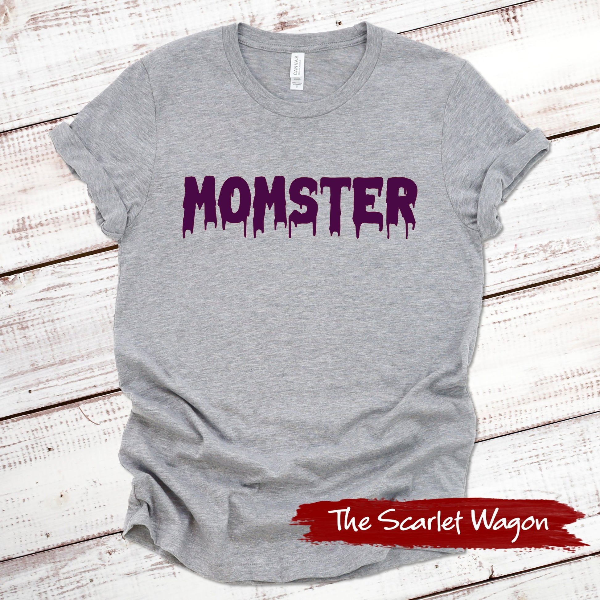Momster Halloween Shirt Scarlet Wagon Athletic Heather XS 