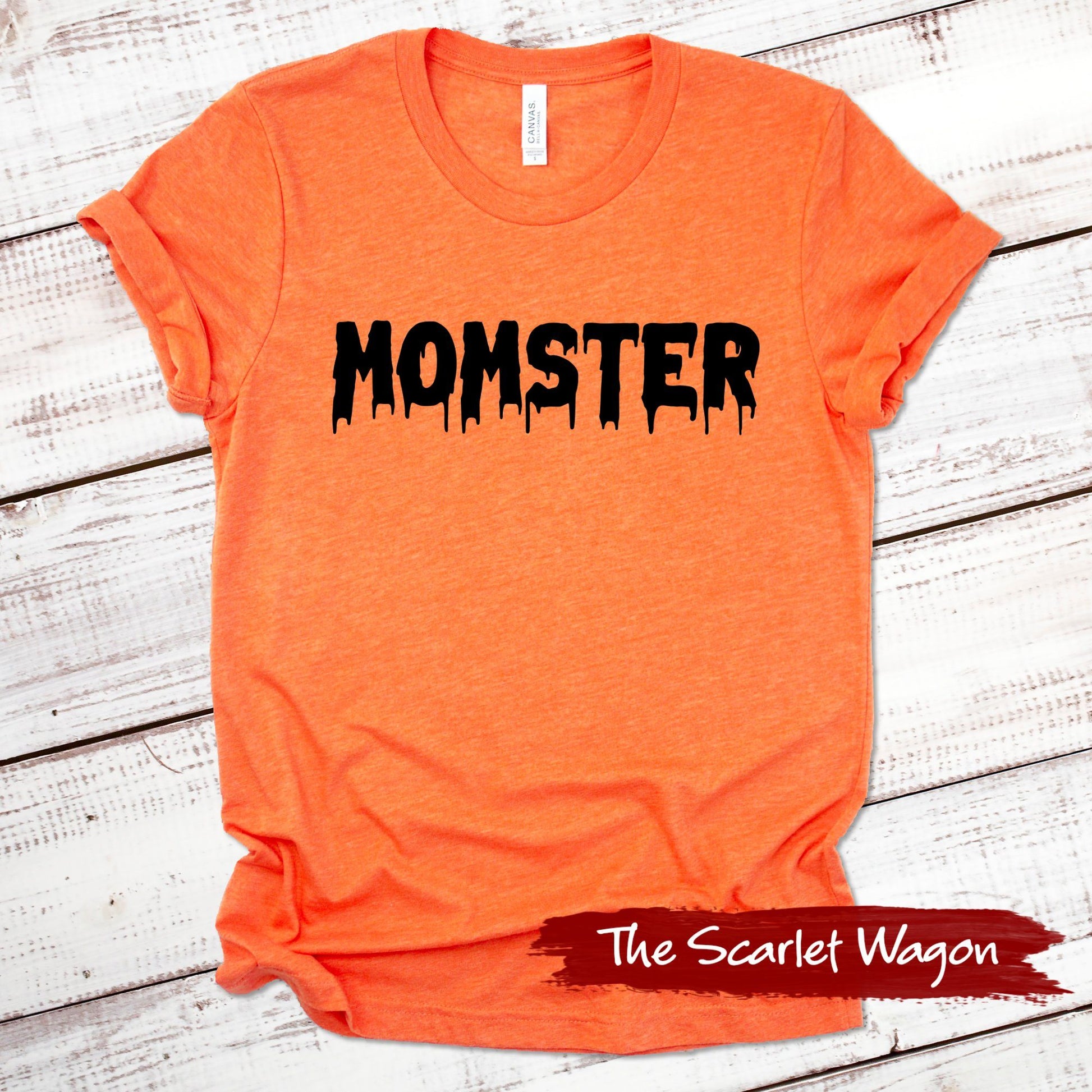 Momster Halloween Shirt Scarlet Wagon Heather Orange XS 
