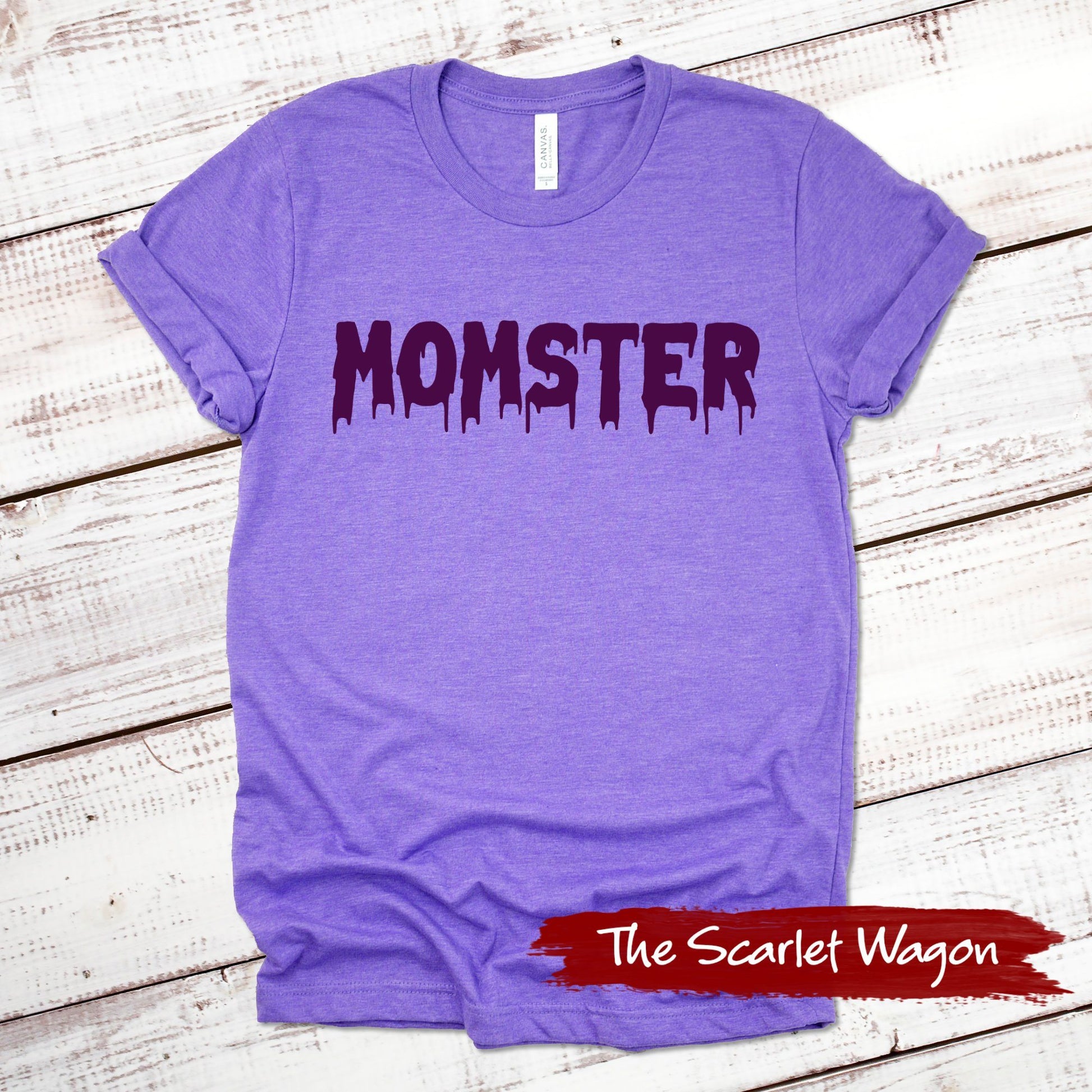 Momster Halloween Shirt Scarlet Wagon Heather Purple XS 