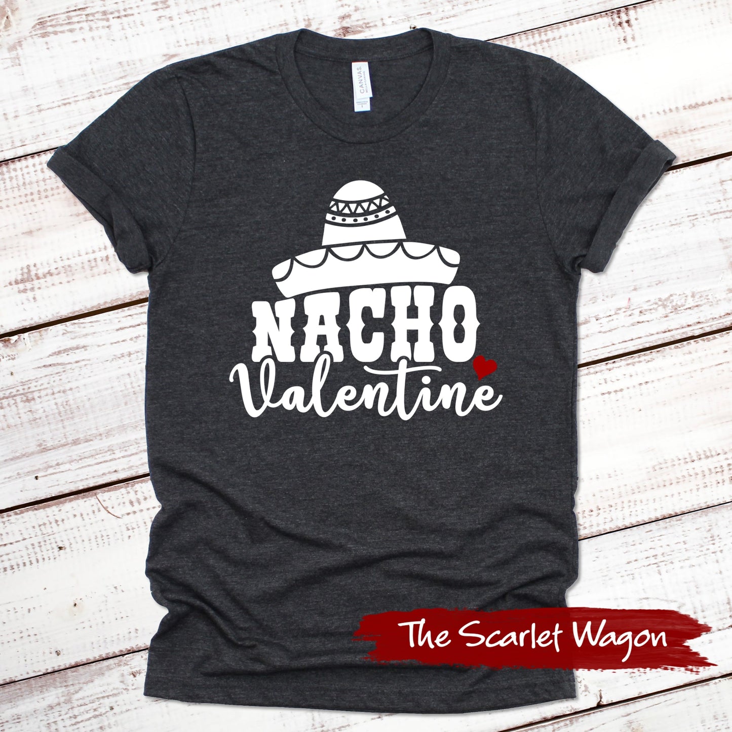 Nacho Valentine Christmas Shirt Scarlet Wagon Dark Gray Heather XS 