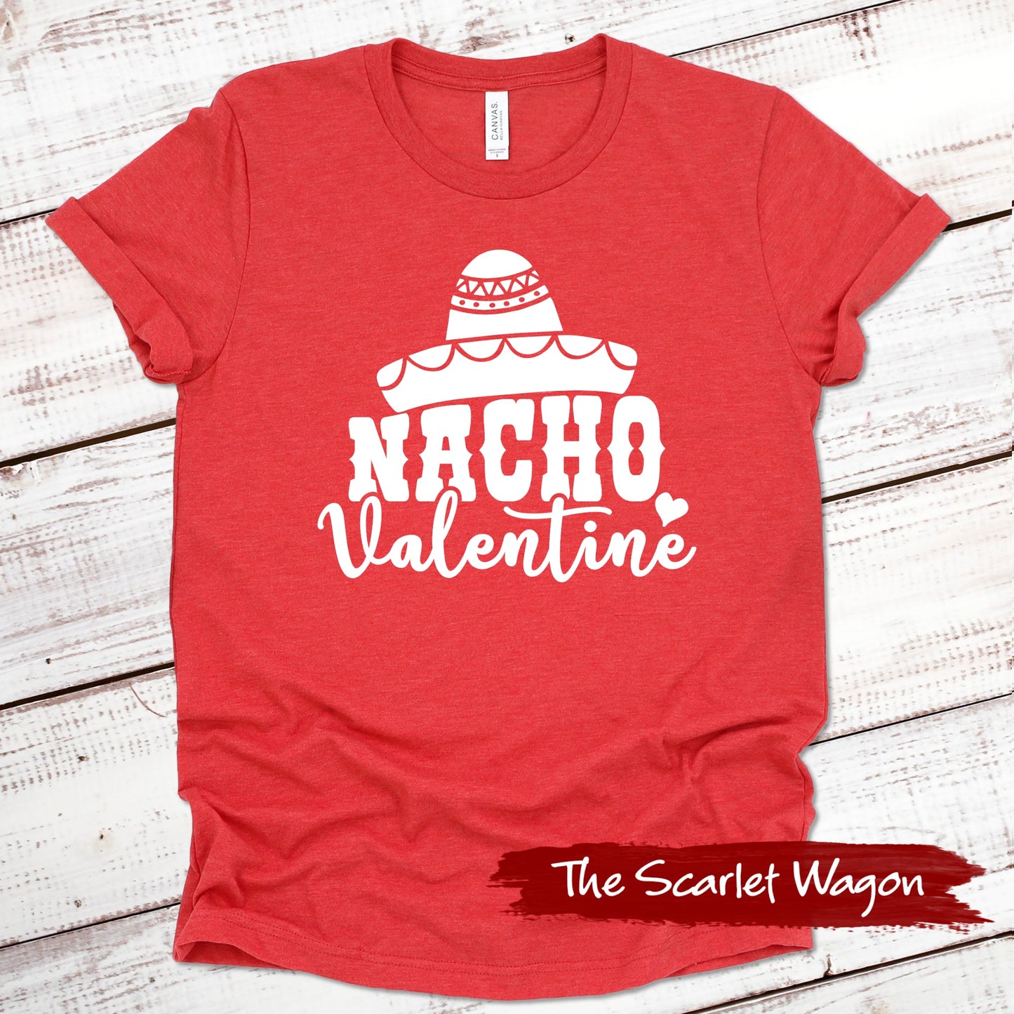 Nacho Valentine Christmas Shirt Scarlet Wagon Heather Red XS 