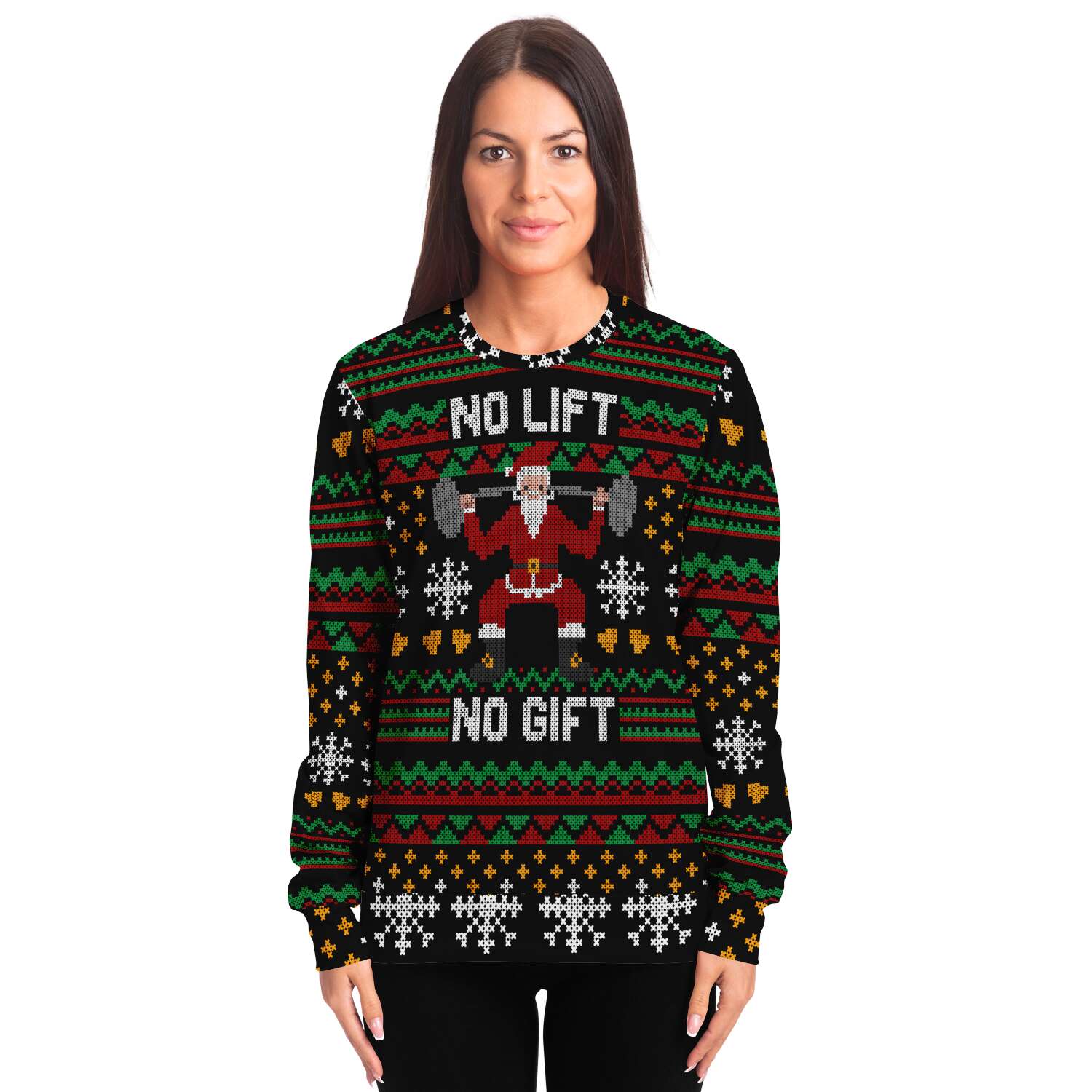 No Lift No Gift Ugly Christmas Sweatshirt Fashion Sweatshirt - AOP Subliminator 