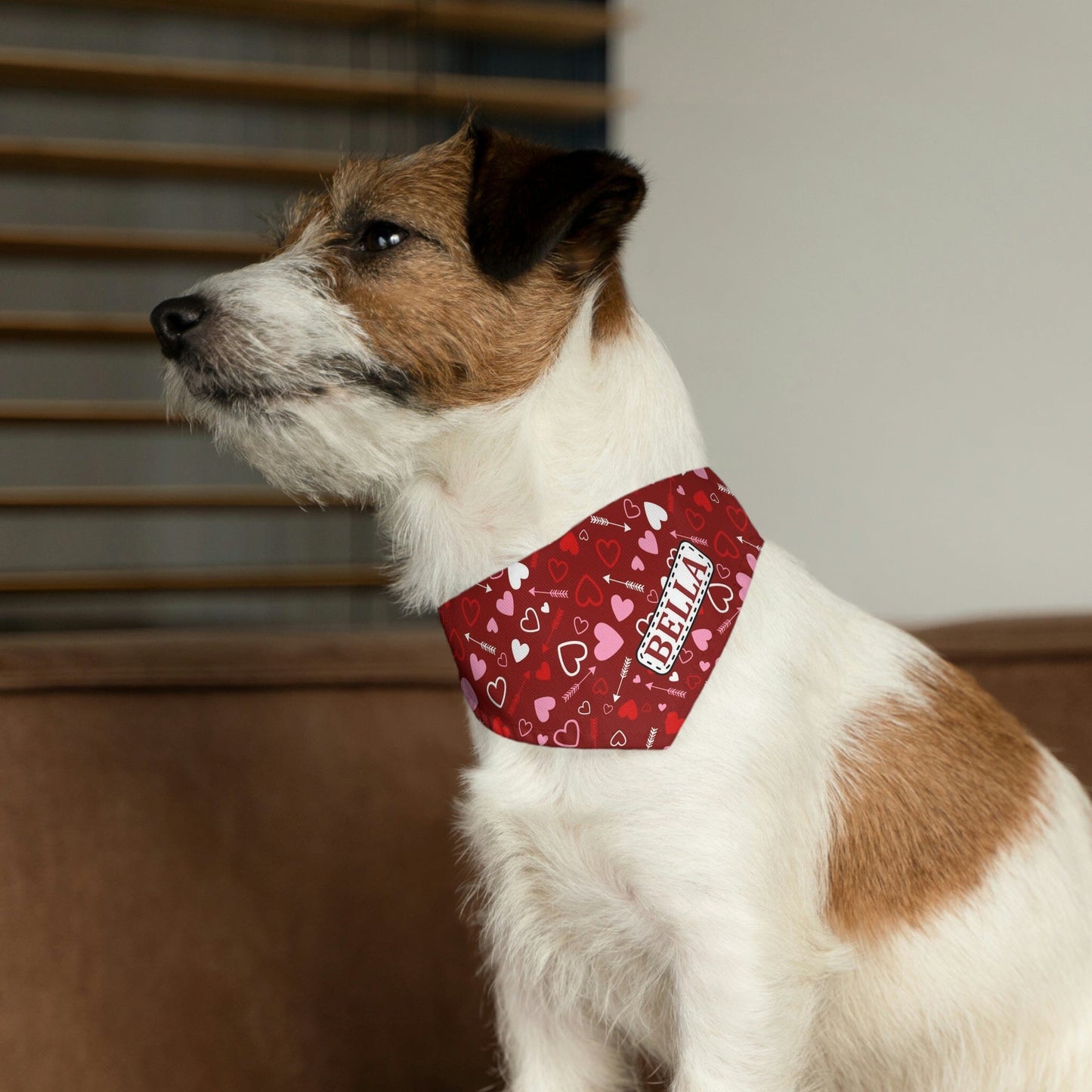 Personalized Scattered Hearts Dog Bandana Collar Pets Printify Small 