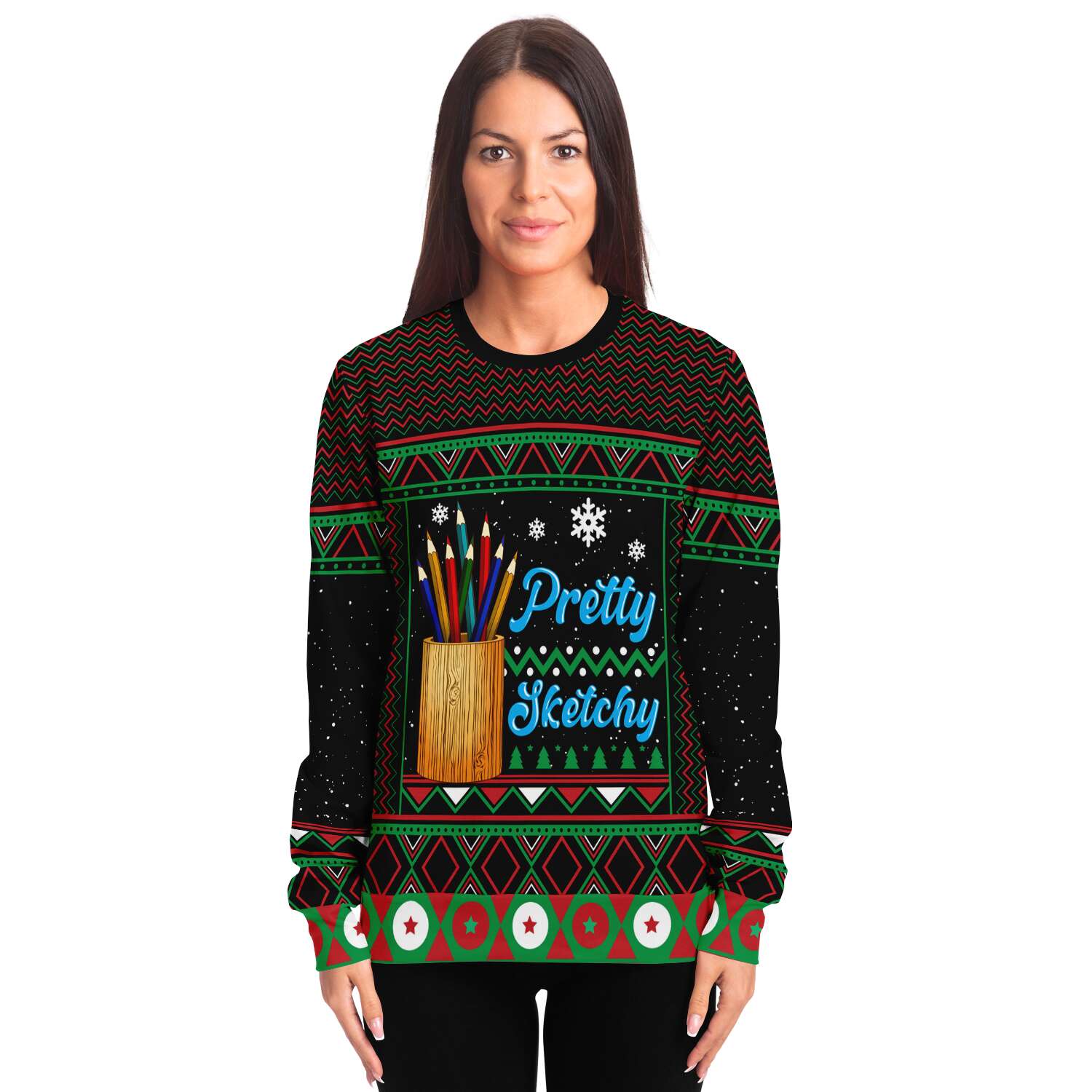 Pretty Sketchy Ugly Christmas Sweatshirt Fashion Sweatshirt - AOP Subliminator 