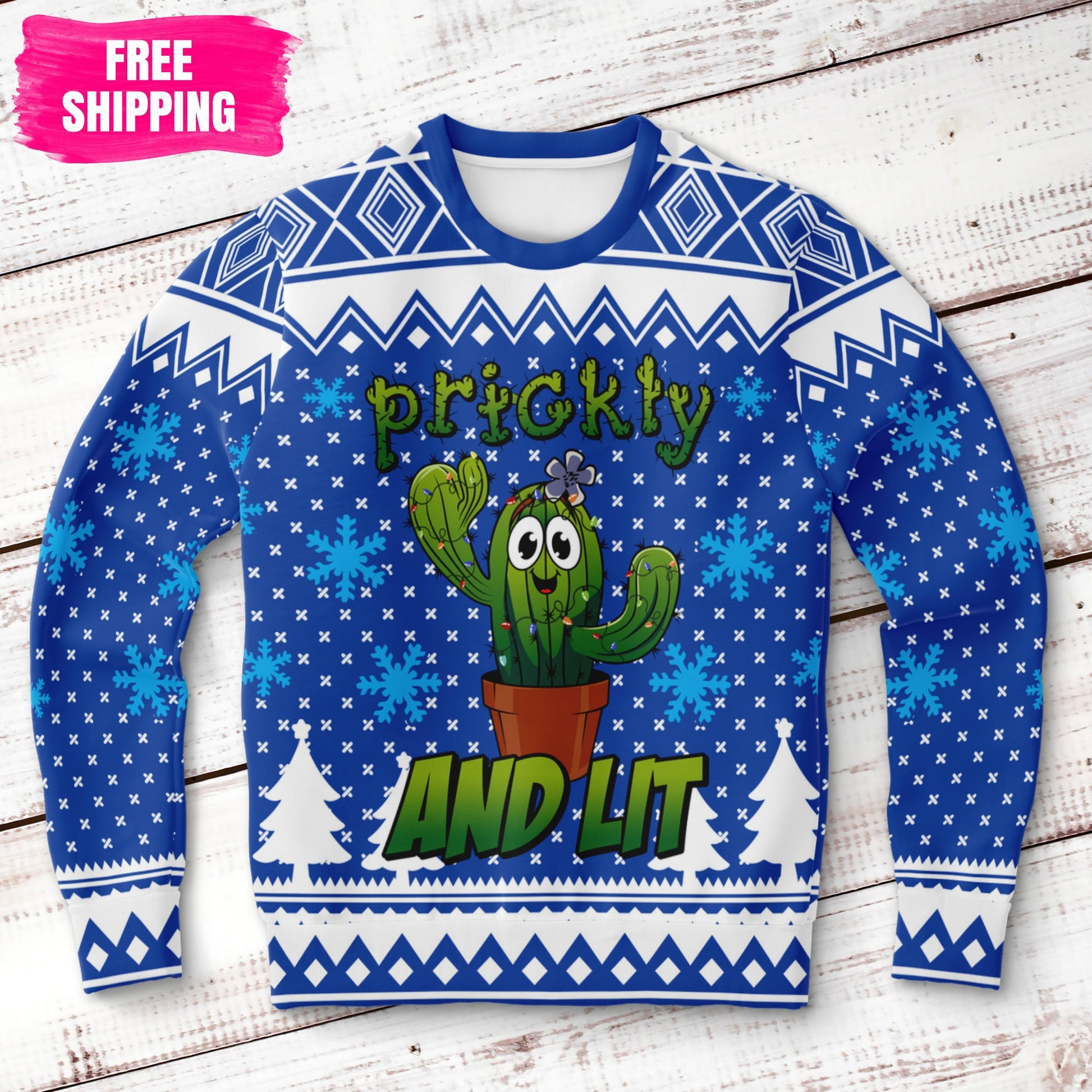 Prickly and Lit Ugly Christmas Sweatshirt Fashion Sweatshirt - AOP Subliminator 