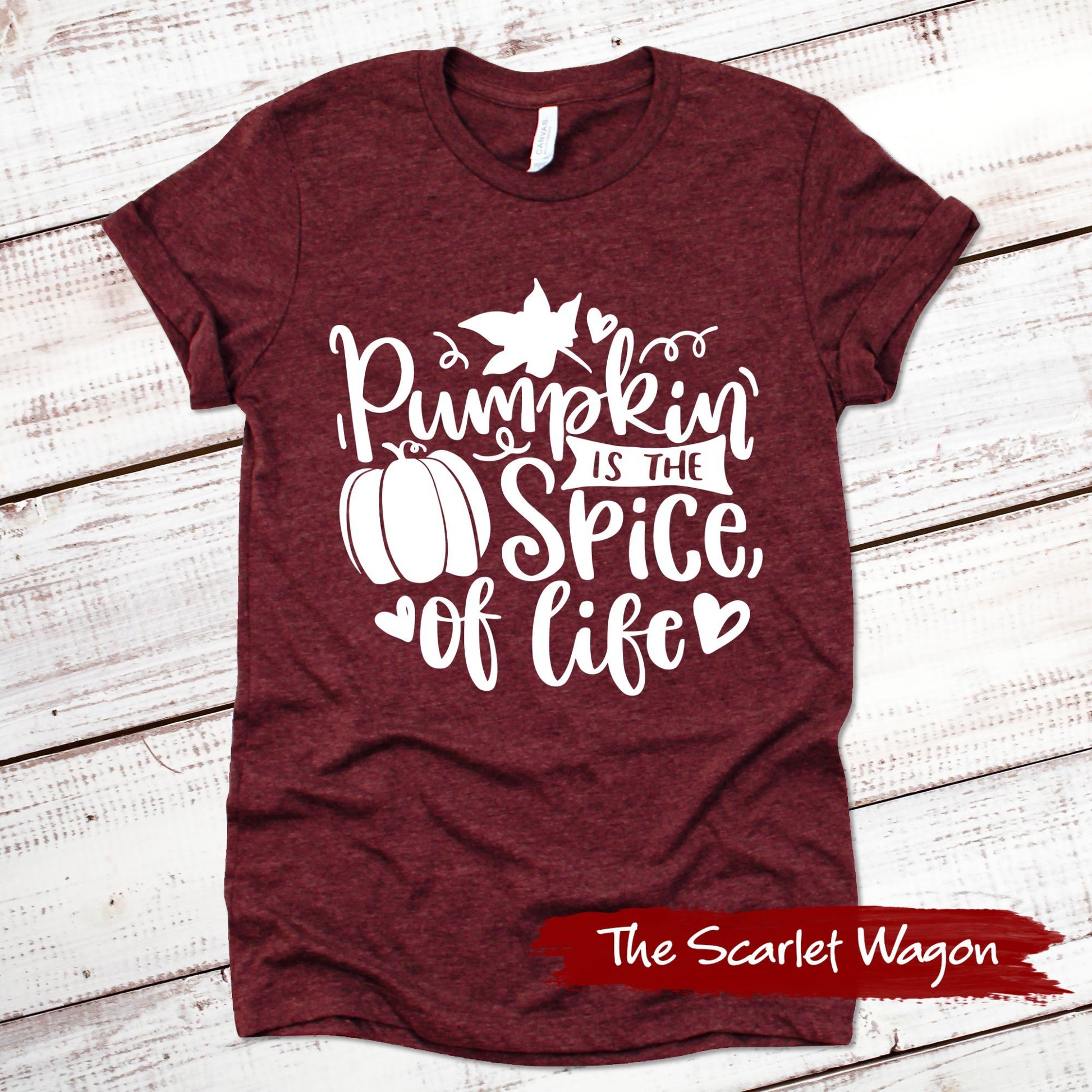 Pumpkin is the Spice of Life Fall Shirts Scarlet Wagon Heather Cardinal XS 