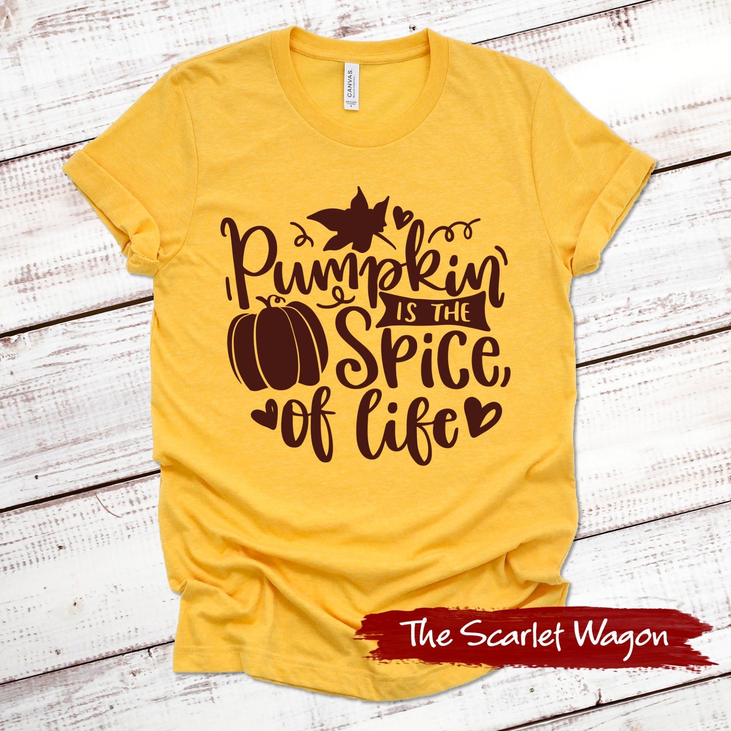 Pumpkin is the Spice of Life Fall Shirts Scarlet Wagon Heather Gold XS 