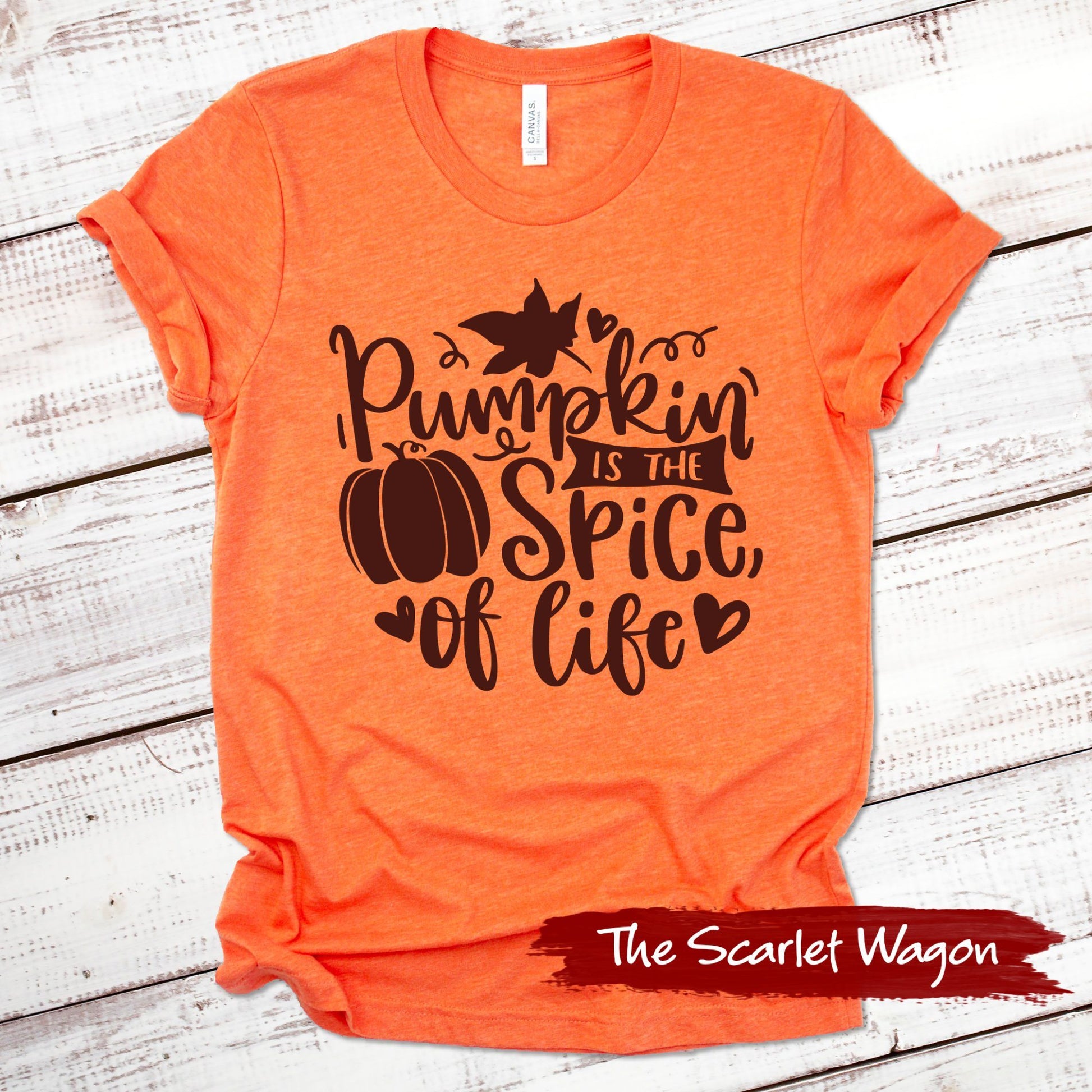 Pumpkin is the Spice of Life Fall Shirts Scarlet Wagon Heather Orange XS 