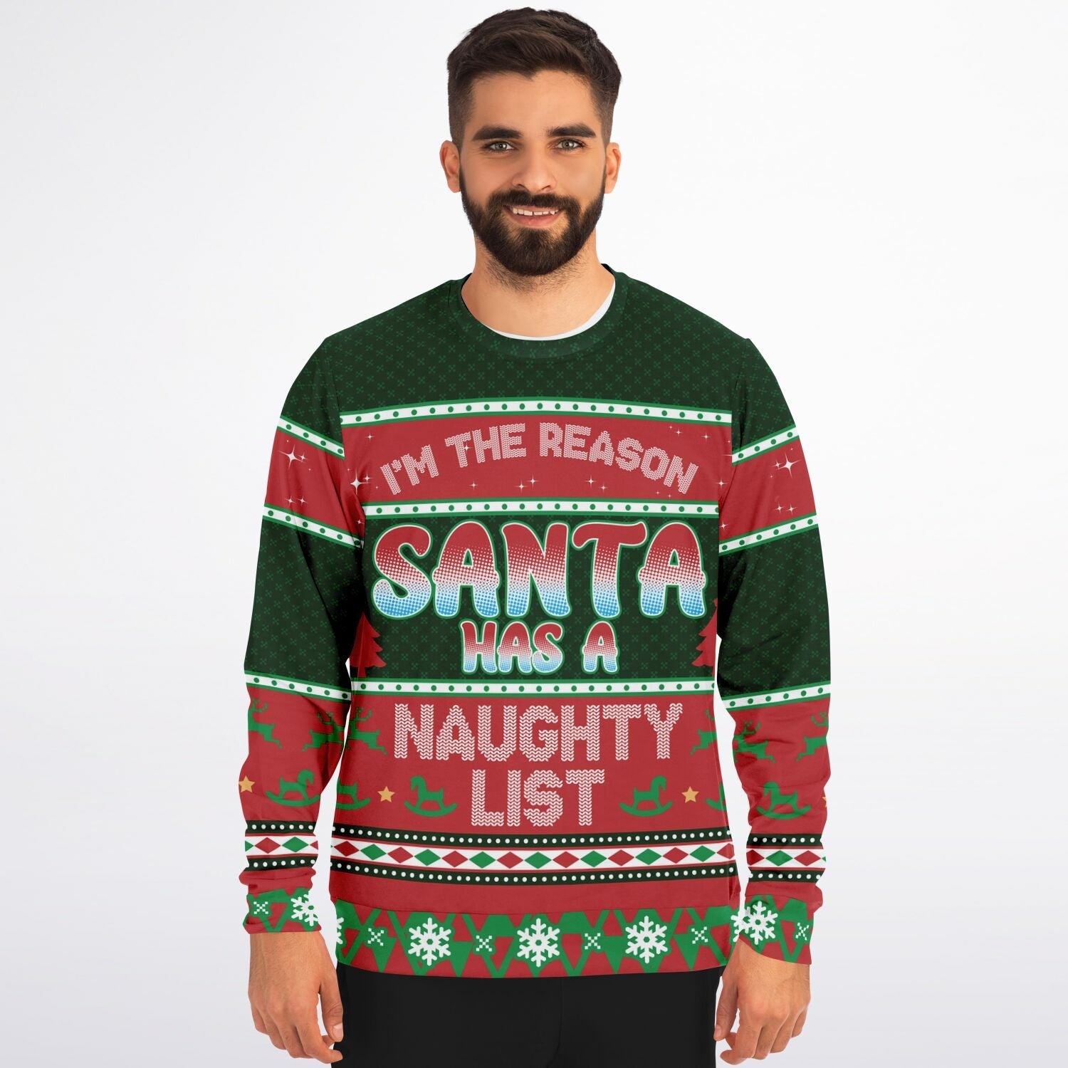 Reason for the Naughty List Ugly Christmas Sweatshirt Fashion Sweatshirt - AOP Subliminator 