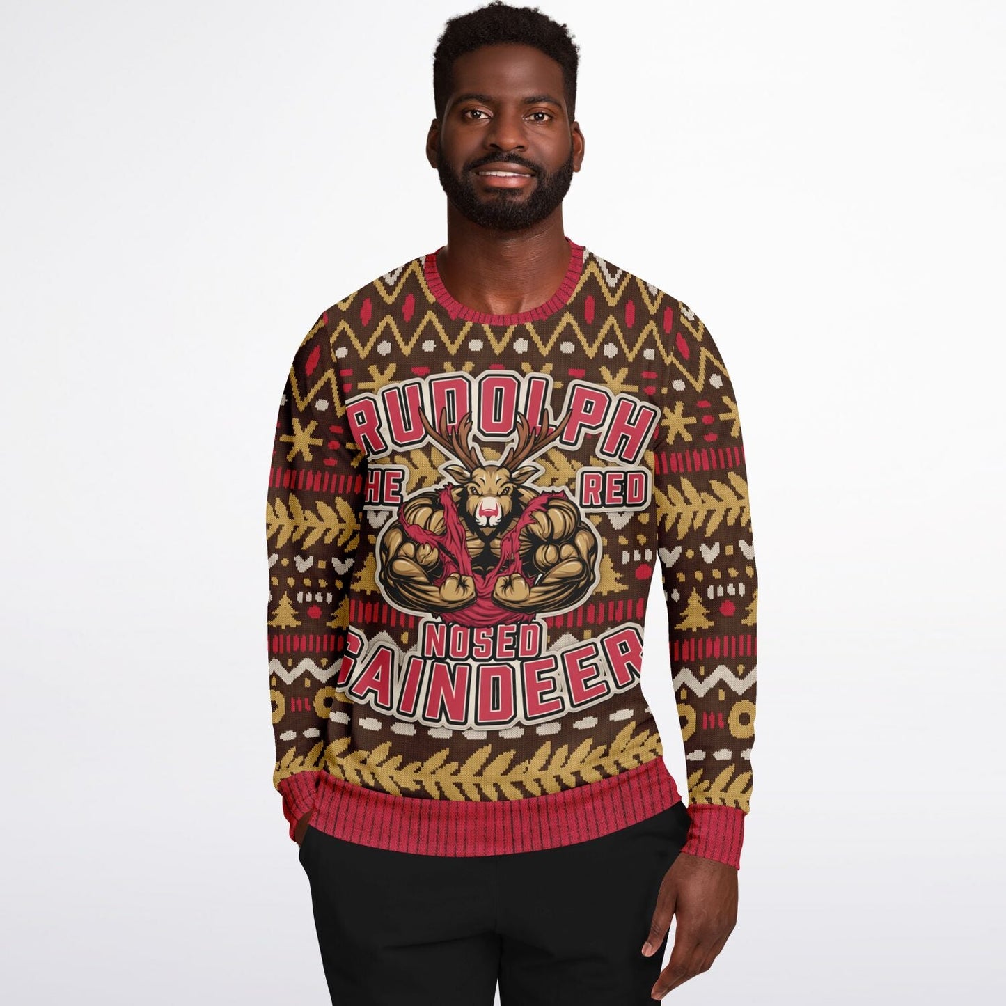 Rudolph the Red Nosed Gaindeer Ugly Christmas Sweatshirt Fashion Sweatshirt - AOP Subliminator 
