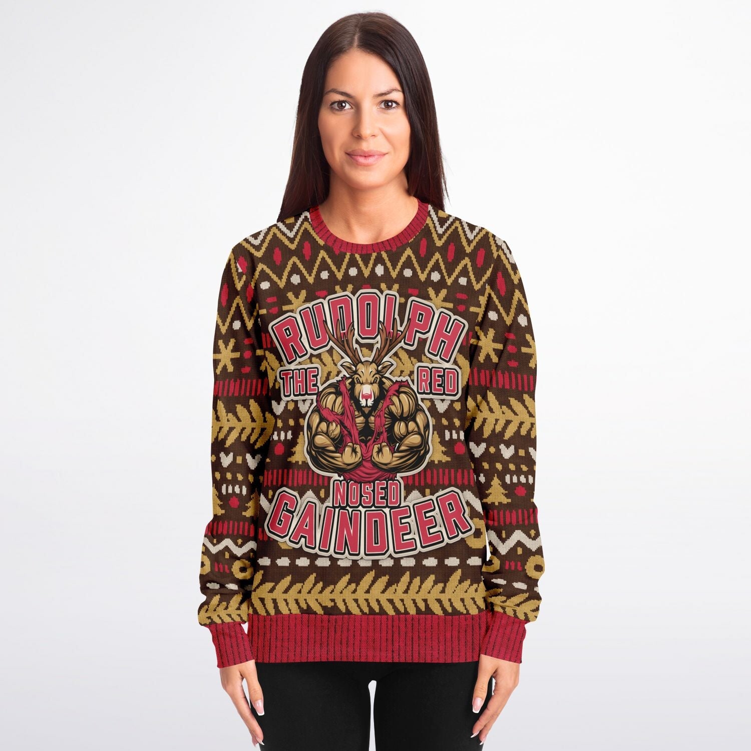 Rudolph the Red Nosed Gaindeer Ugly Christmas Sweatshirt Fashion Sweatshirt - AOP Subliminator 