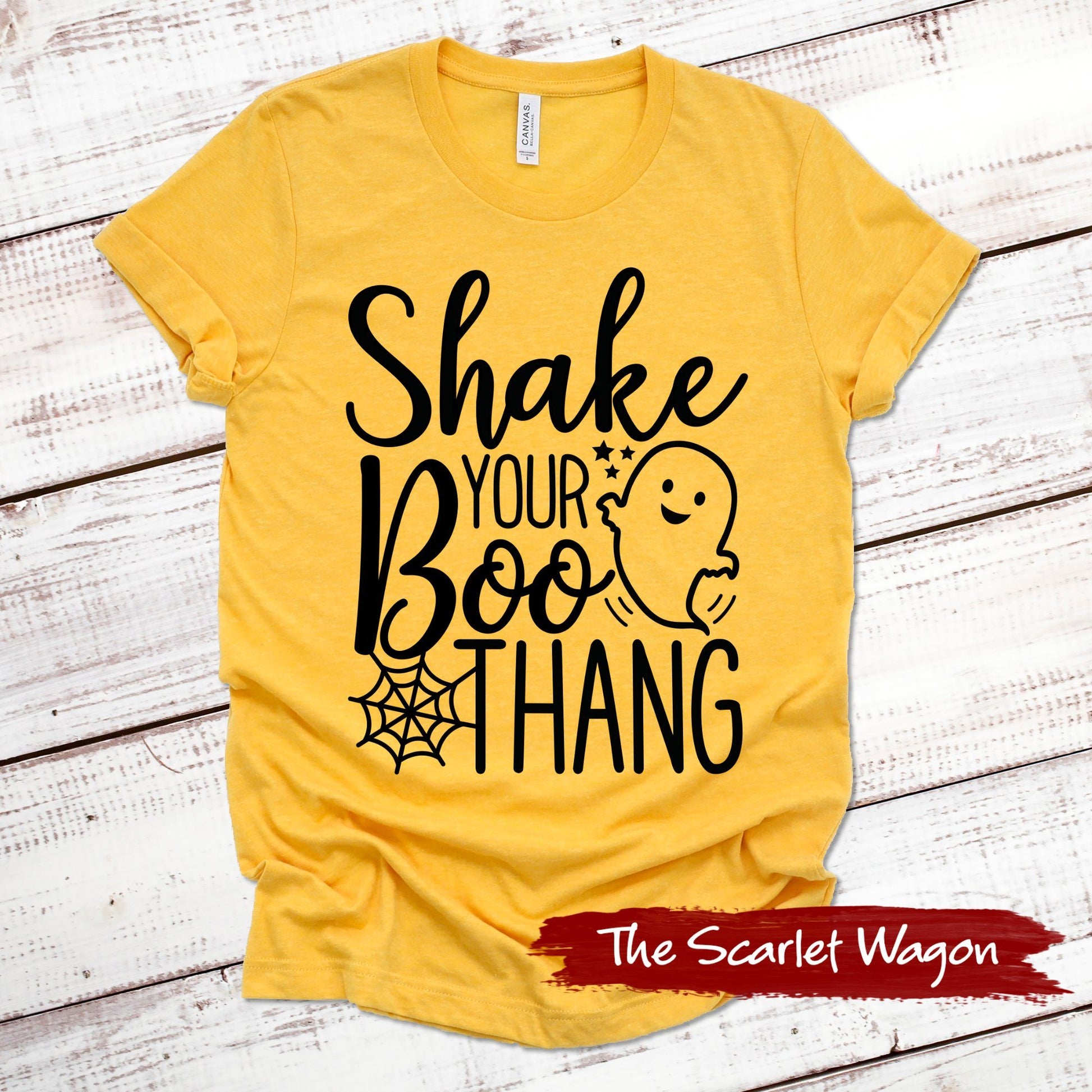 Shake Your Boo Thang Halloween Shirt Scarlet Wagon Heather Gold XS 