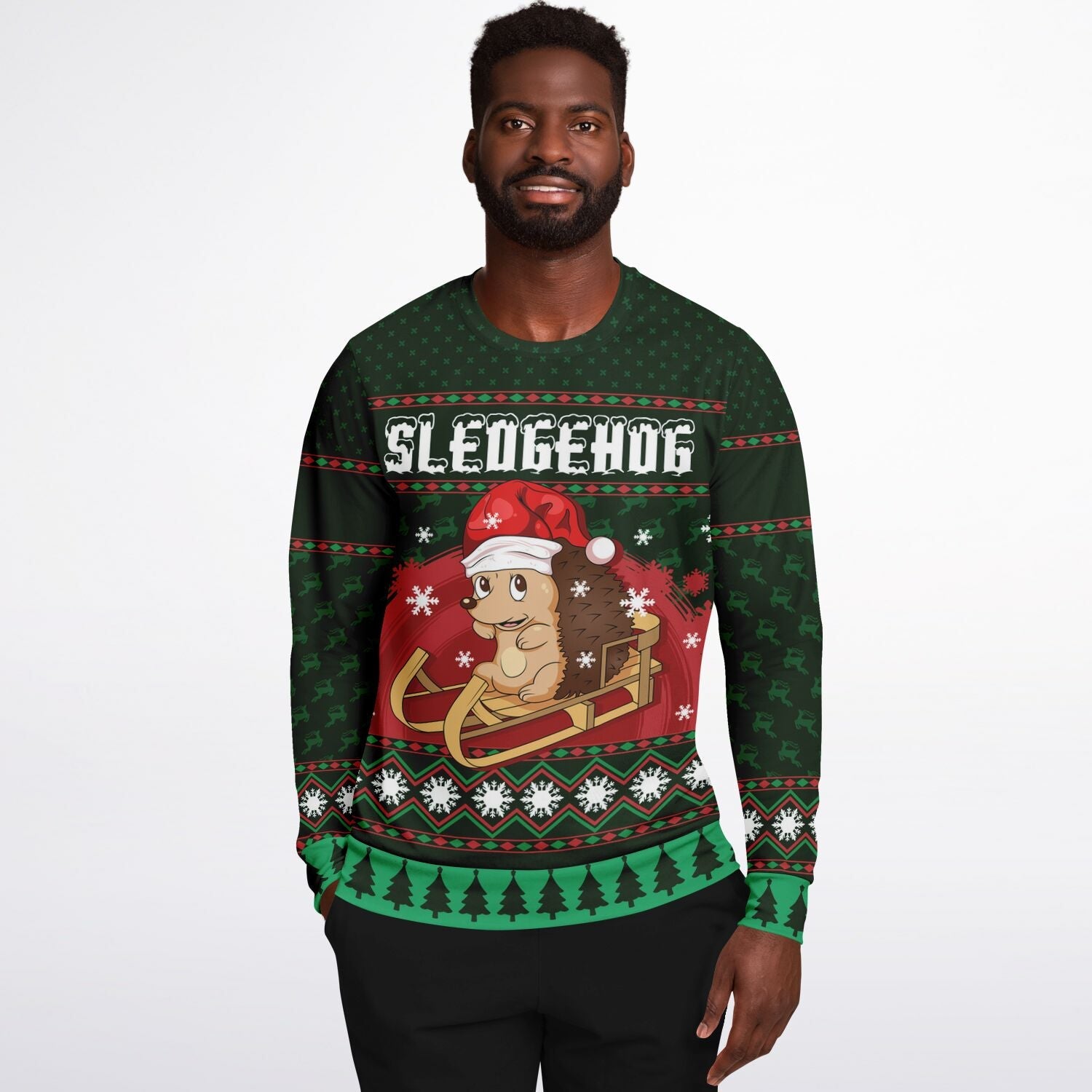 Sledgehog the Hedgehog Ugly Christmas Sweatshirt Fashion Sweatshirt - AOP Subliminator 