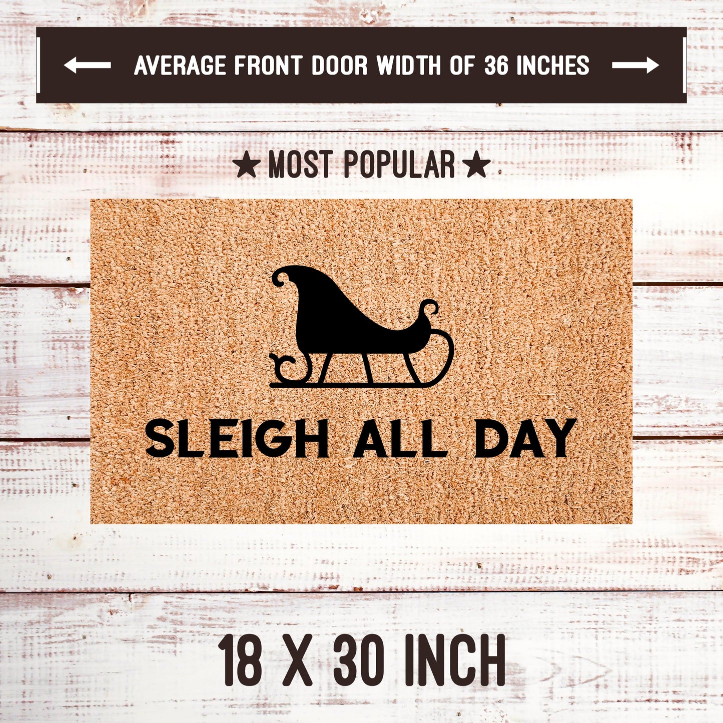 Sleigh All Day Door Mats teelaunch 18x30 Inches 