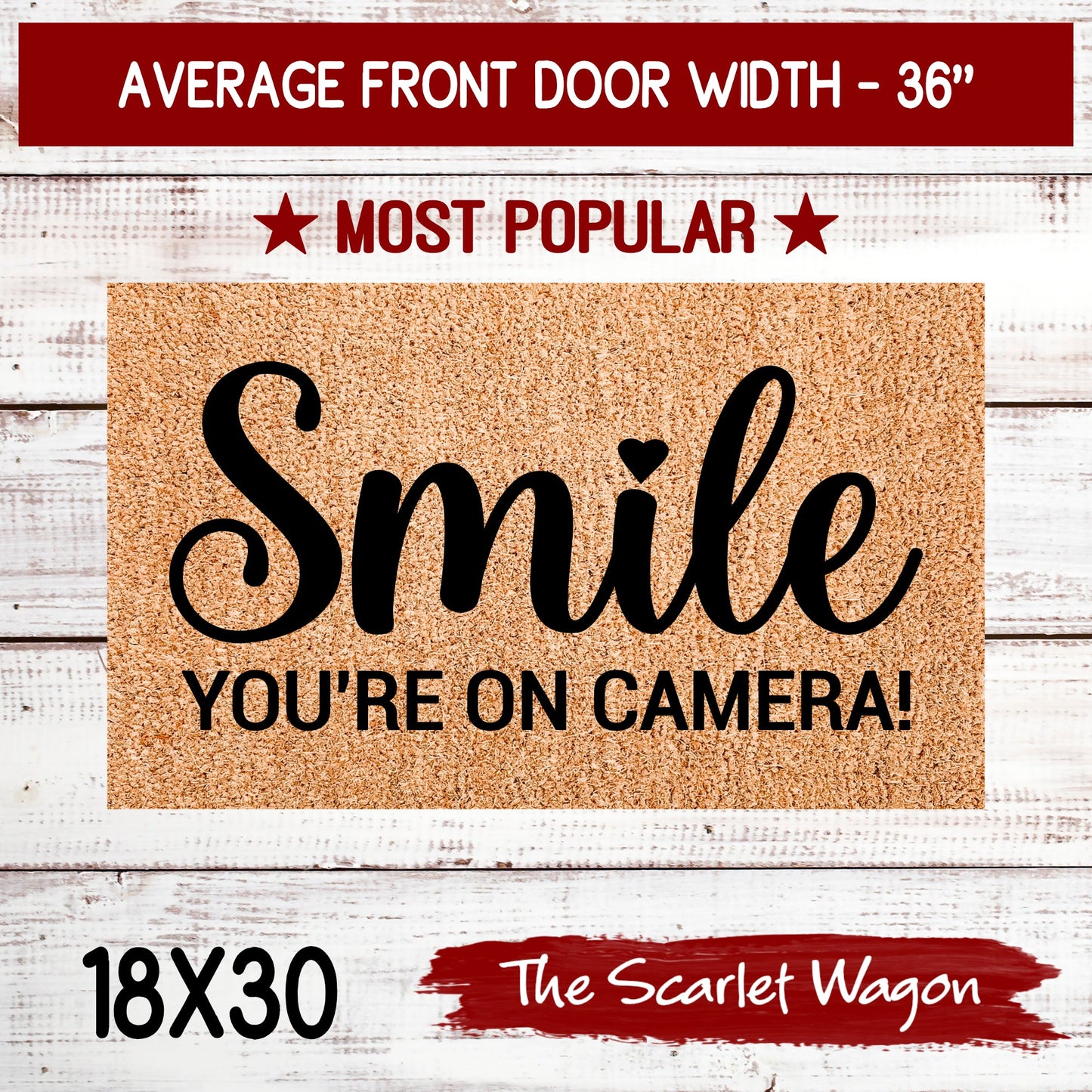 Smile You're on Camera Door Mats teelaunch 18x30 Inches (Free Shipping) 