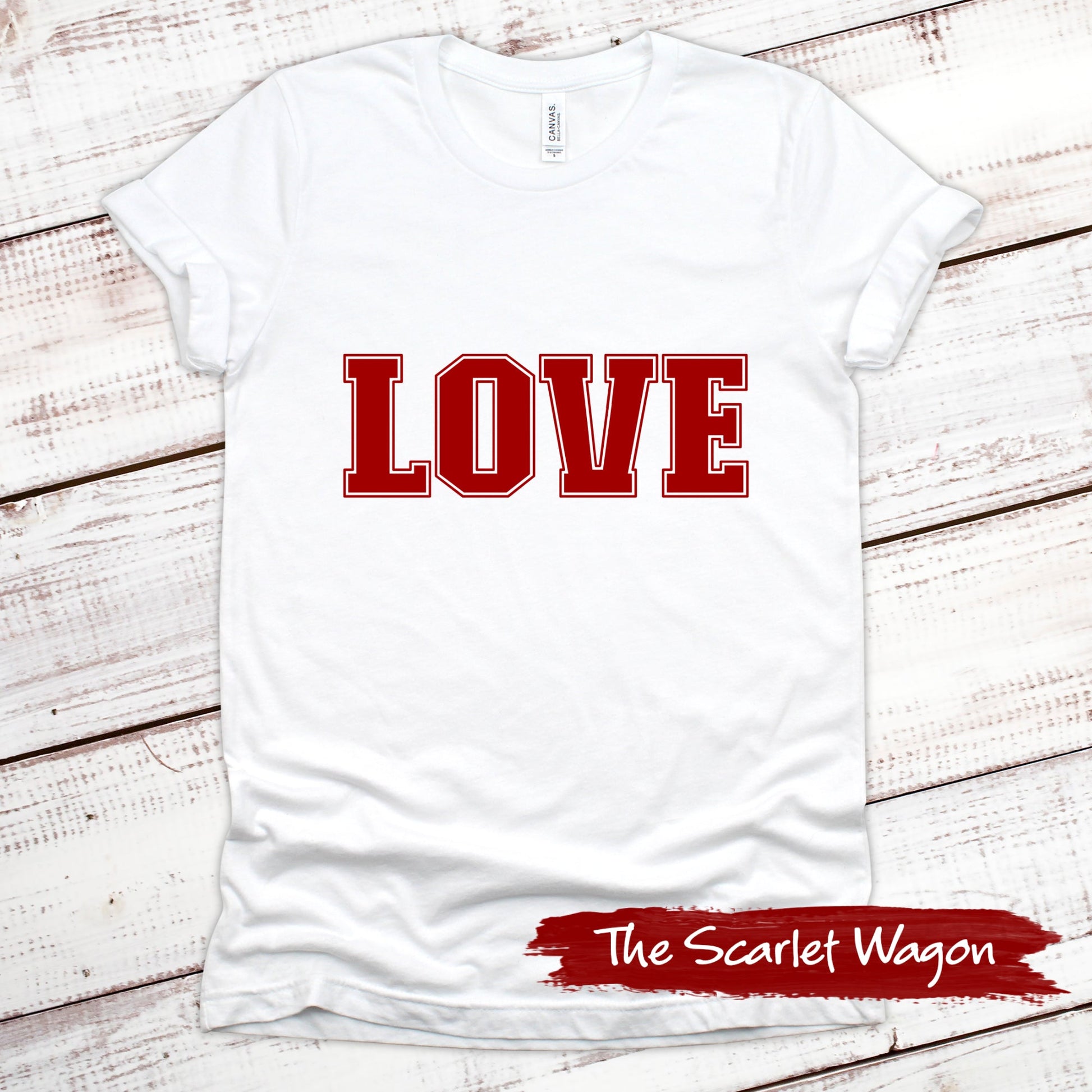 Sporty LOVE Christmas Shirt Scarlet Wagon White XS 