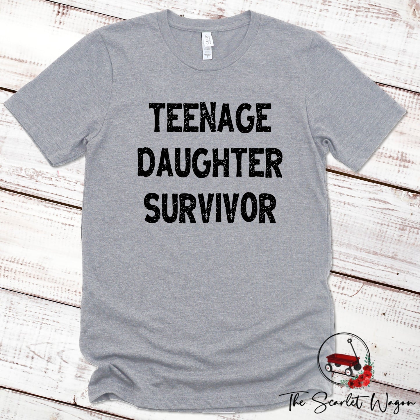 Teenage Daughter Survivor Premium Tee Scarlet Wagon Athletic Heather XS 
