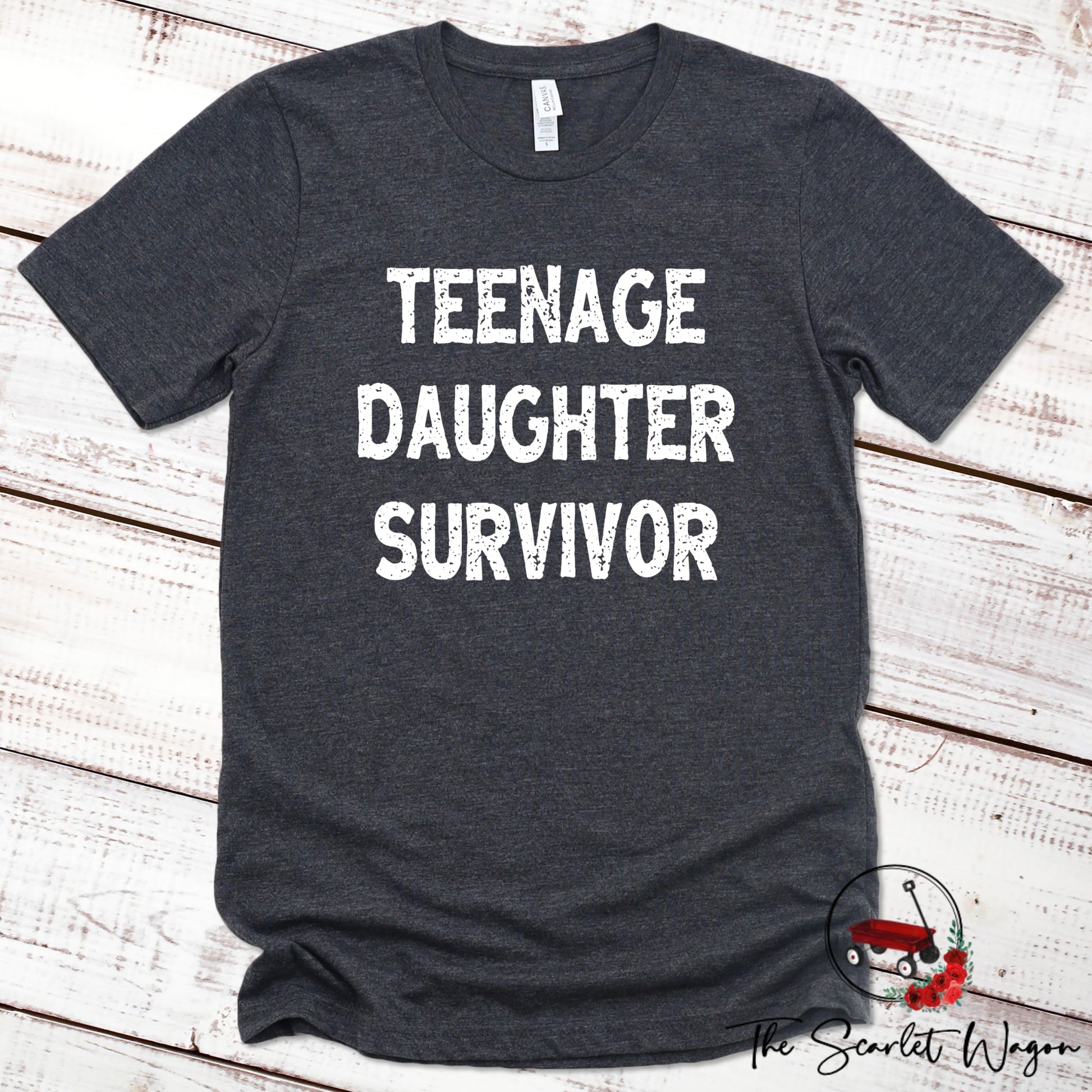 Teenage Daughter Survivor Premium Tee Scarlet Wagon Dark Gray Heather XS 