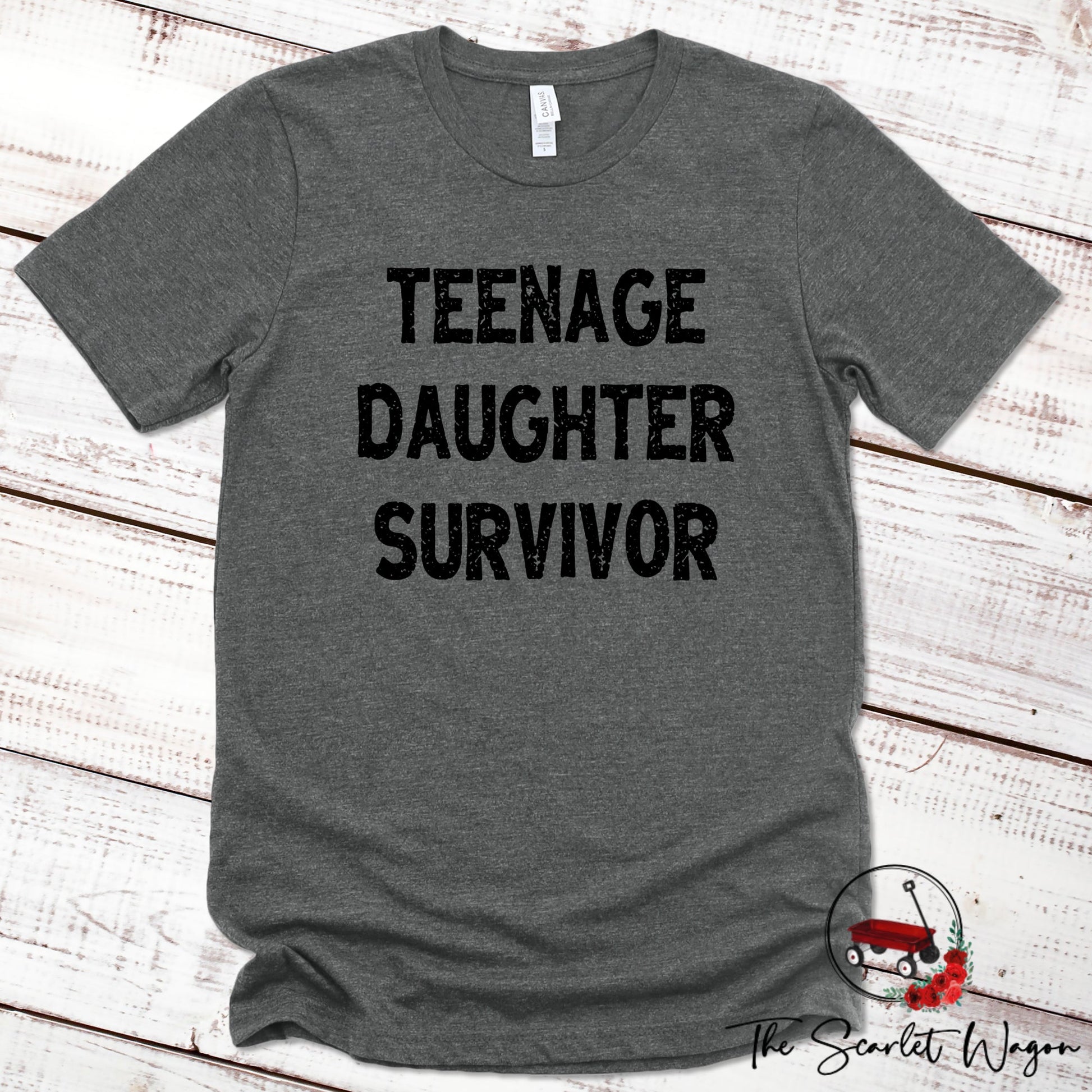 Teenage Daughter Survivor Premium Tee Scarlet Wagon Deep Heather Gray XS 