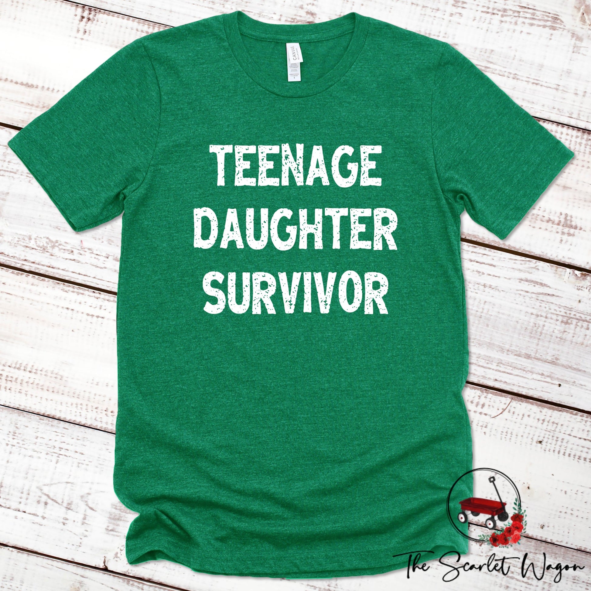 Teenage Daughter Survivor Premium Tee Scarlet Wagon Heather Green XS 