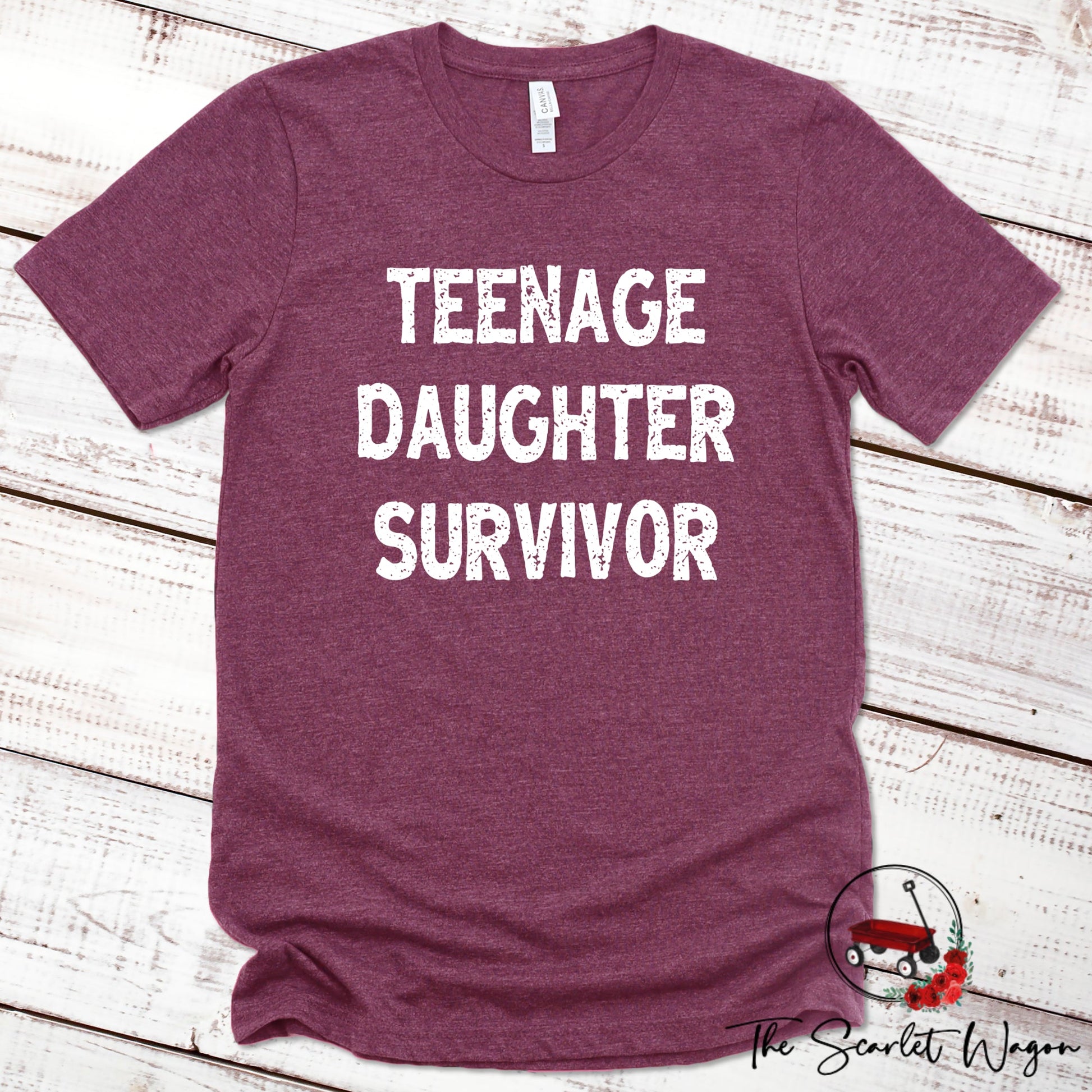 Teenage Daughter Survivor Premium Tee Scarlet Wagon Heather Maroon XS 