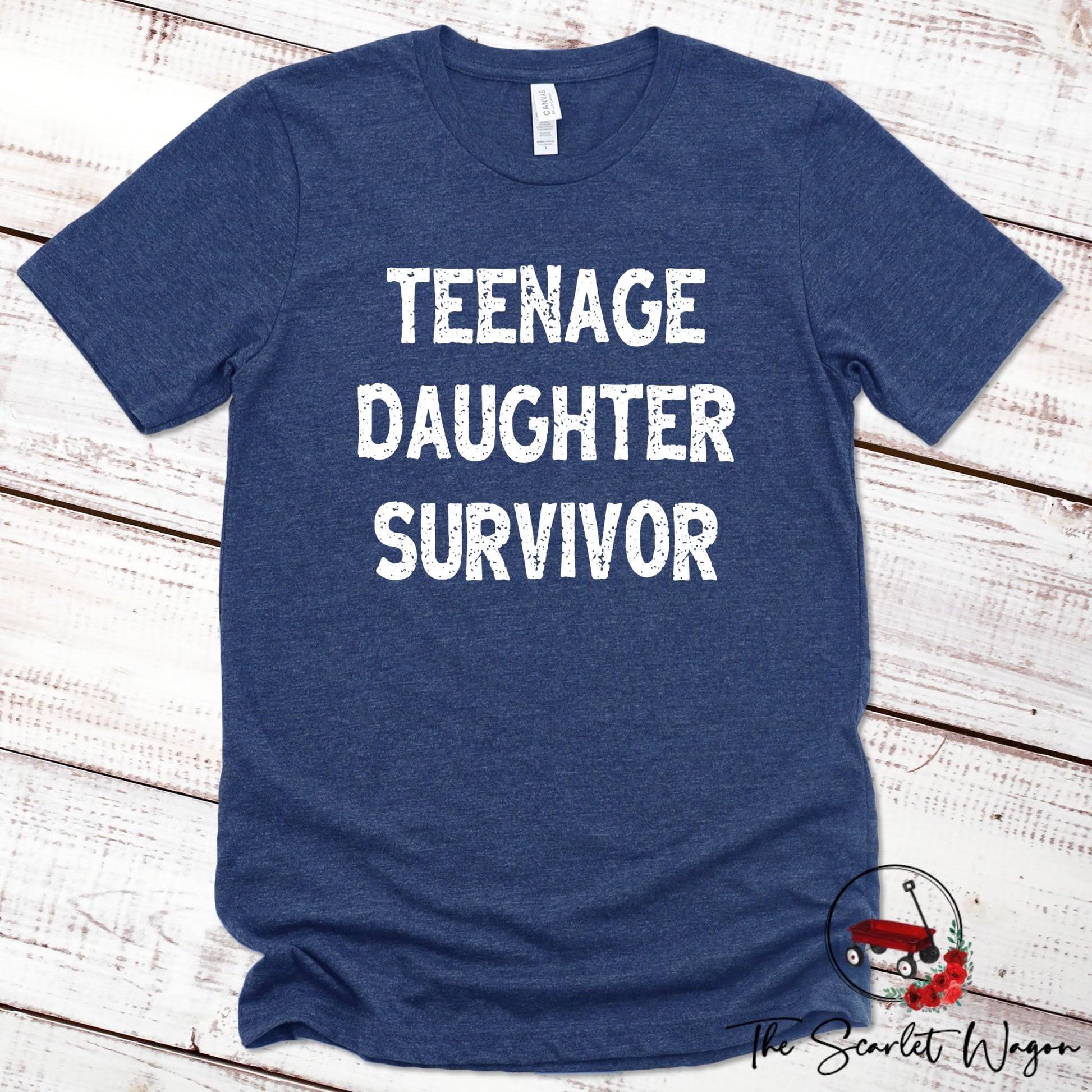 Teenage Daughter Survivor Premium Tee Scarlet Wagon Heather Navy XS 
