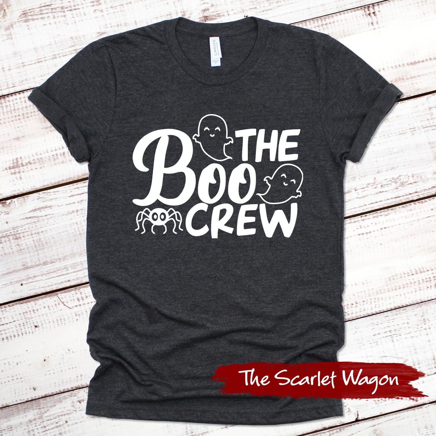 The Boo Crew Halloween Shirt Scarlet Wagon Dark Gray Heather XS 