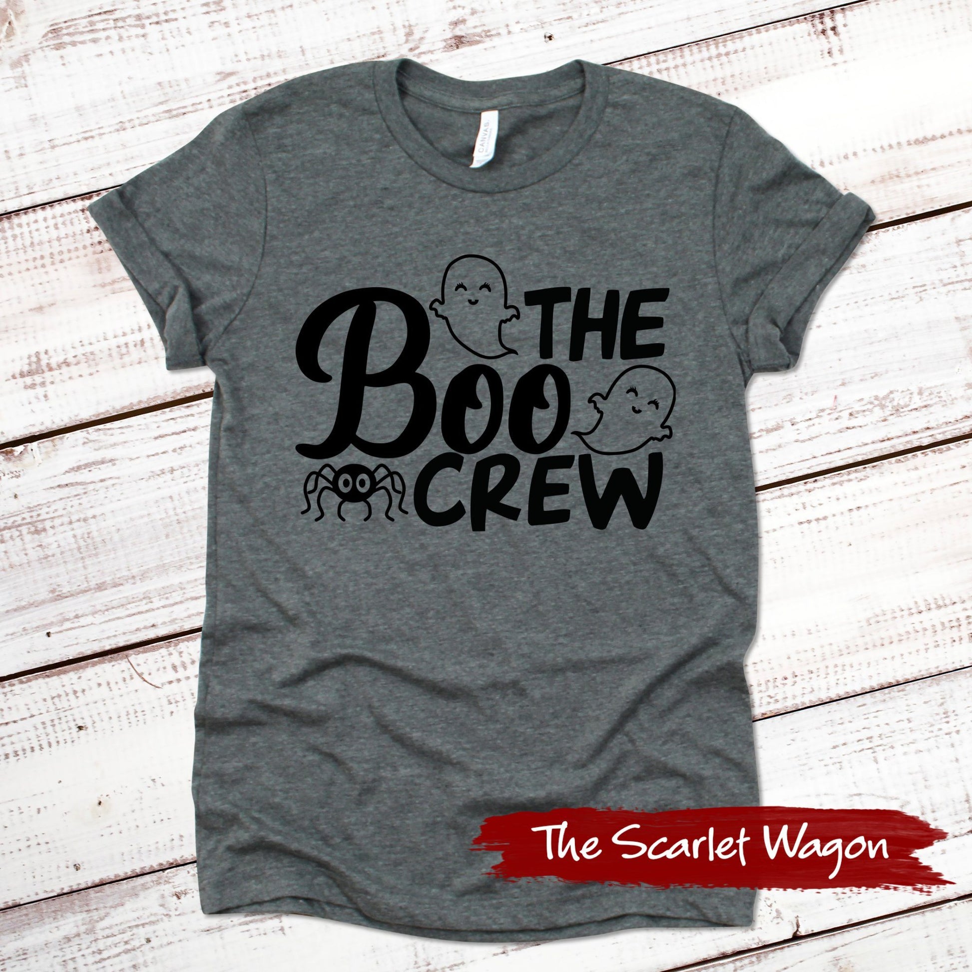 The Boo Crew Halloween Shirt Scarlet Wagon Deep Heather Gray XS 