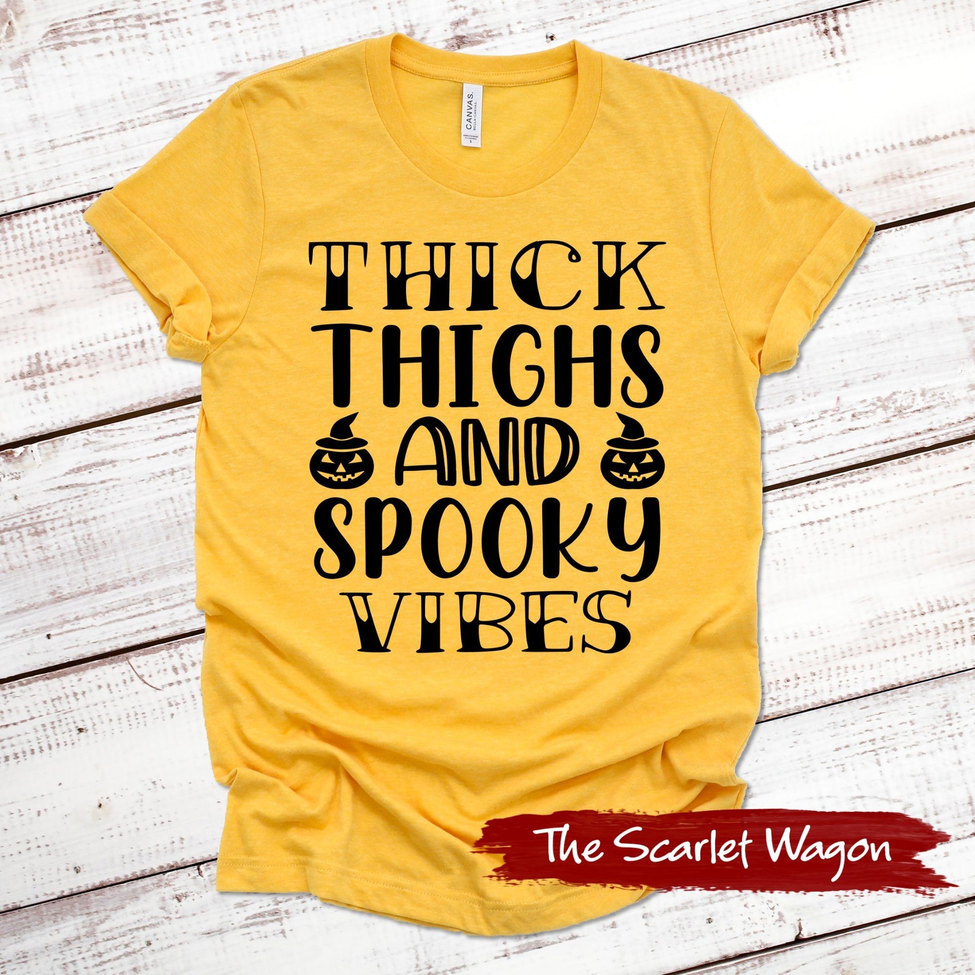 Thick Thighs and Spooky Vibes Halloween Shirt Scarlet Wagon 