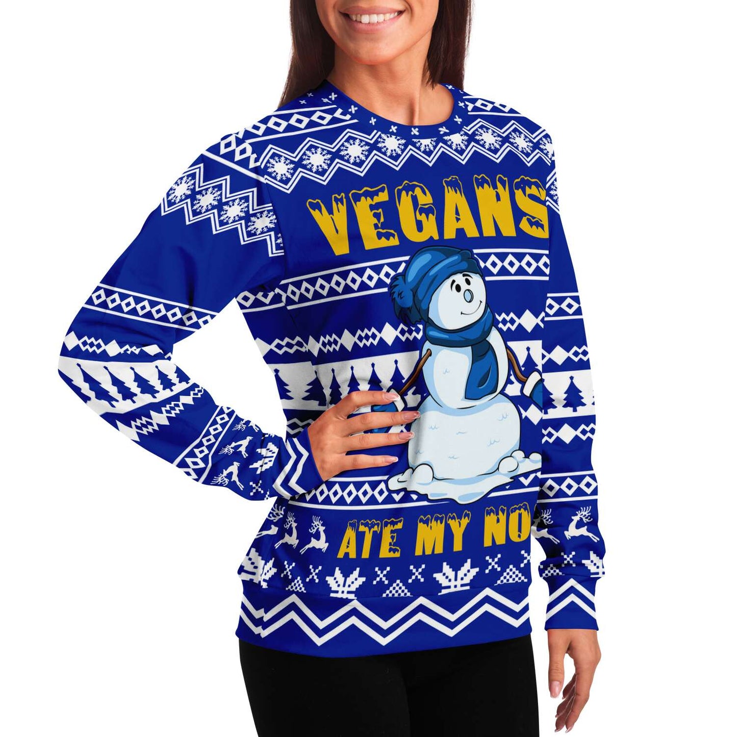 Vegans Ate My Nose Ugly Christmas Sweatshirt Fashion Sweatshirt - AOP Subliminator 
