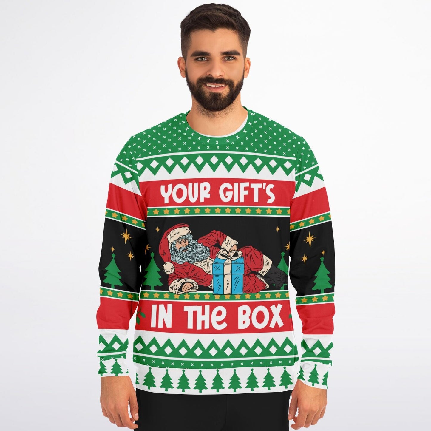 Your Gift's in the Box Ugly Christmas Sweatshirt Fashion Sweatshirt - AOP Subliminator 